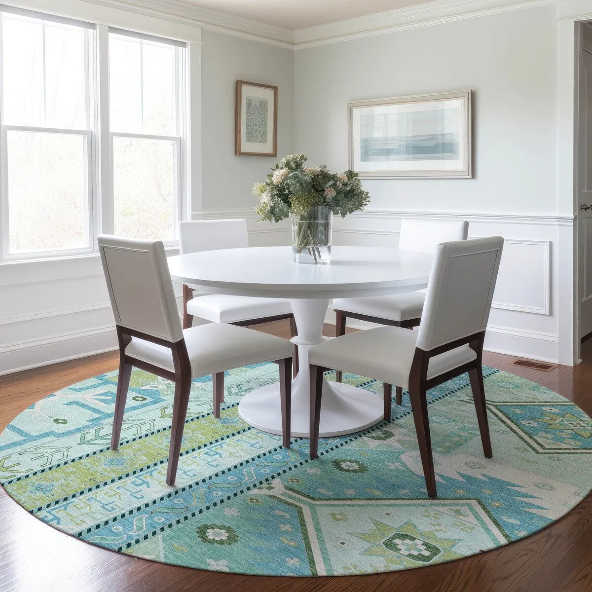 Machine Washable Indoor/ Outdoor Boho Tribal Chantille Rug