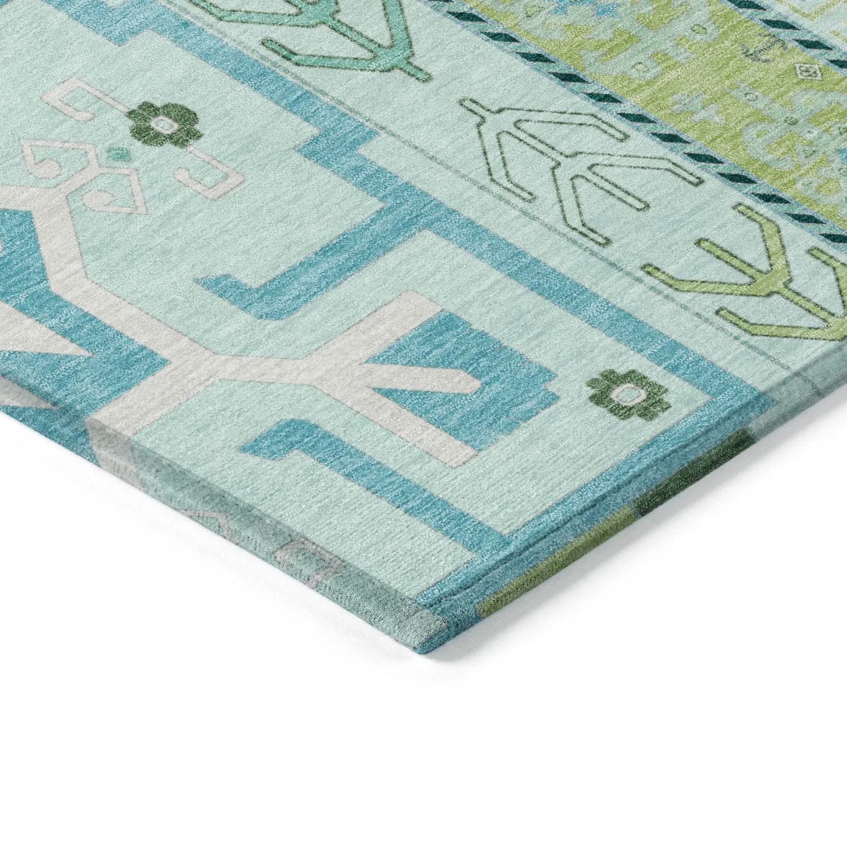 Machine Washable Indoor/ Outdoor Boho Tribal Chantille Rug
