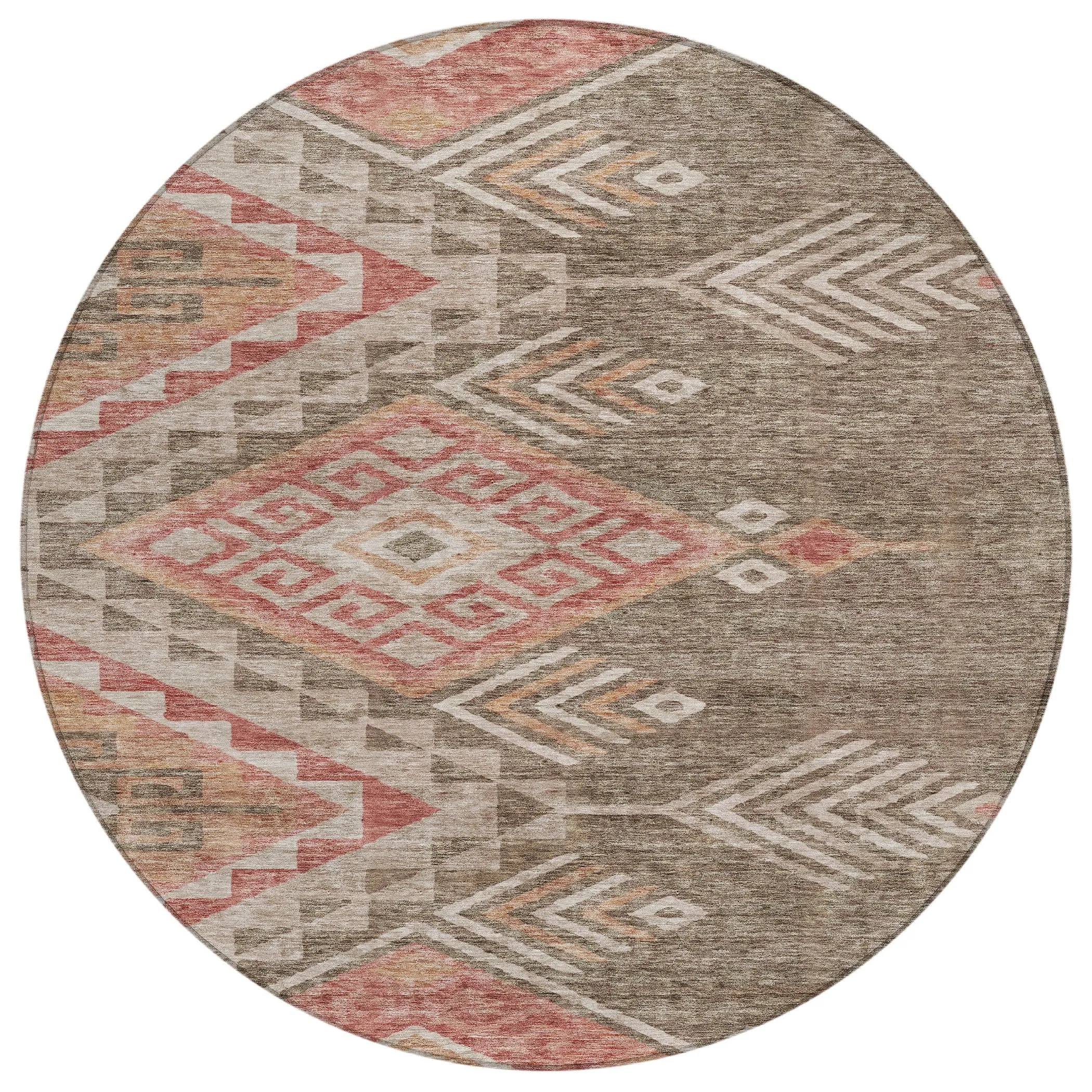 Machine Washable Indoor/ Outdoor Boho Tribal Chantille Rug