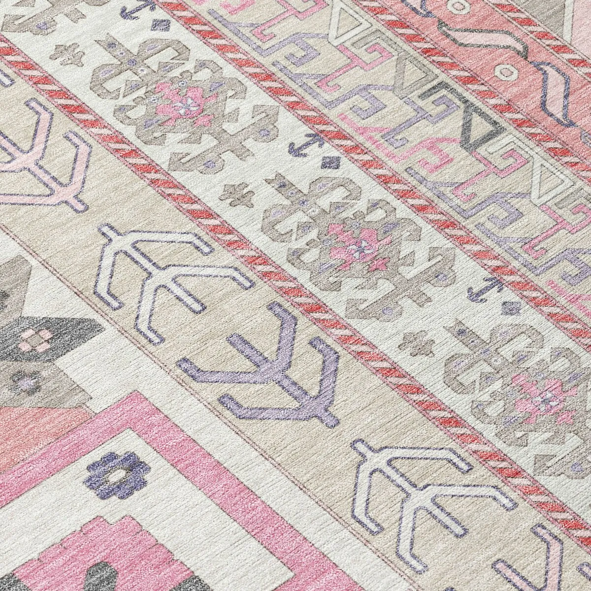 Machine Washable Indoor/ Outdoor Boho Tribal Chantille Rug