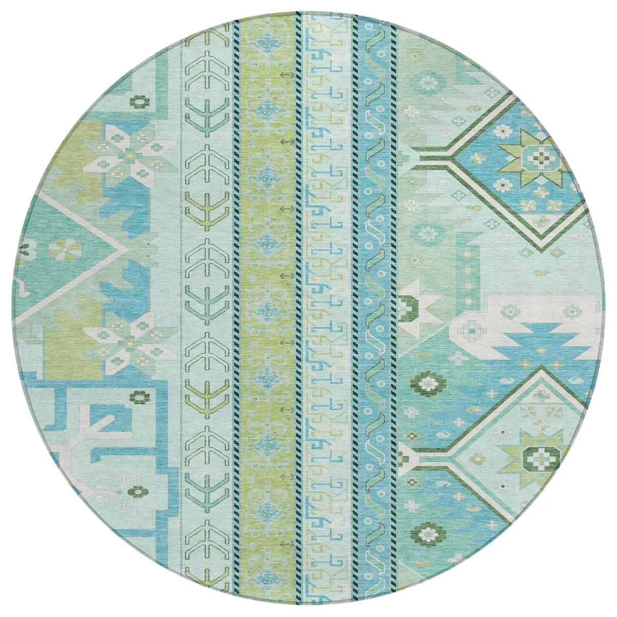 Machine Washable Indoor/ Outdoor Boho Tribal Chantille Rug
