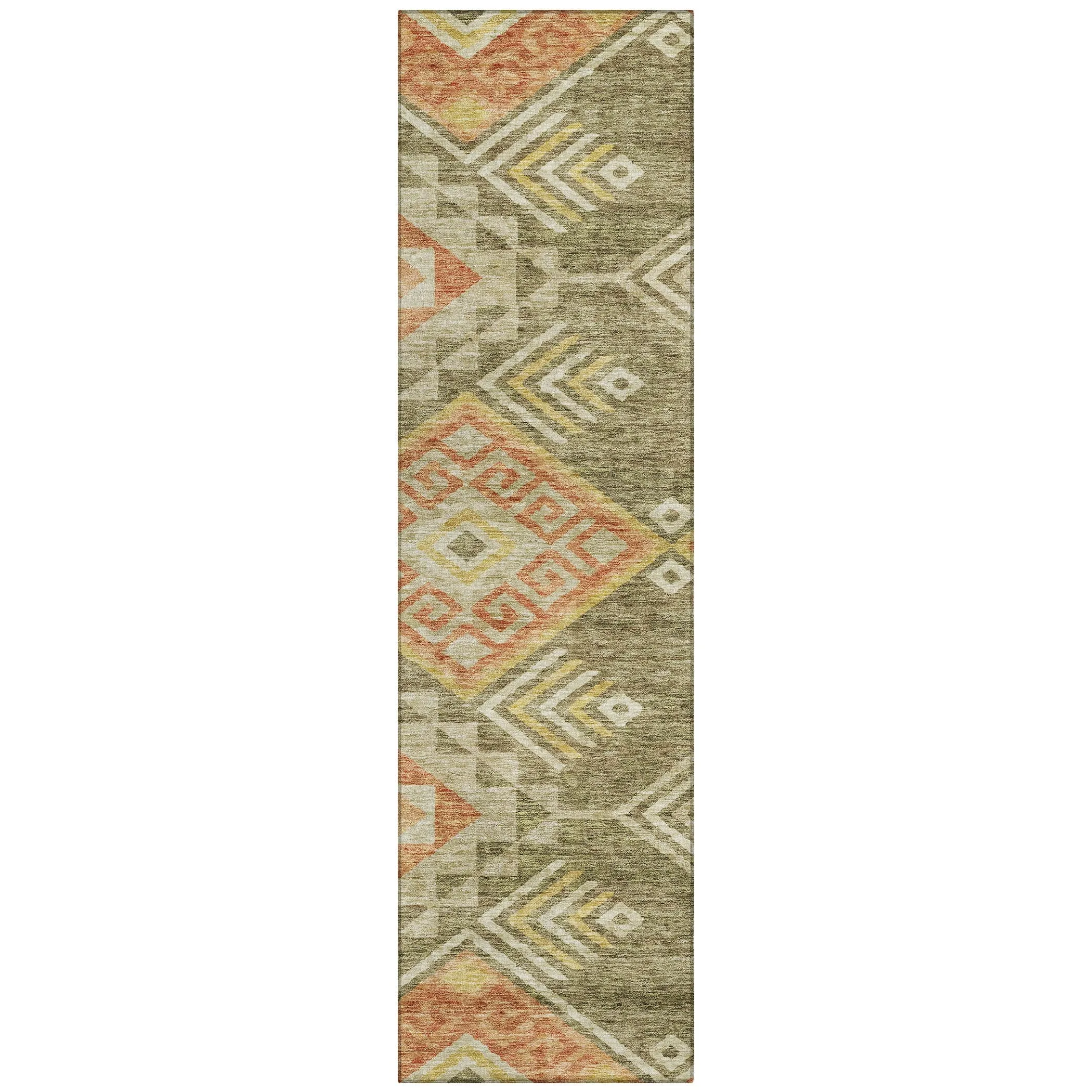 Machine Washable Indoor/ Outdoor Boho Tribal Chantille Rug