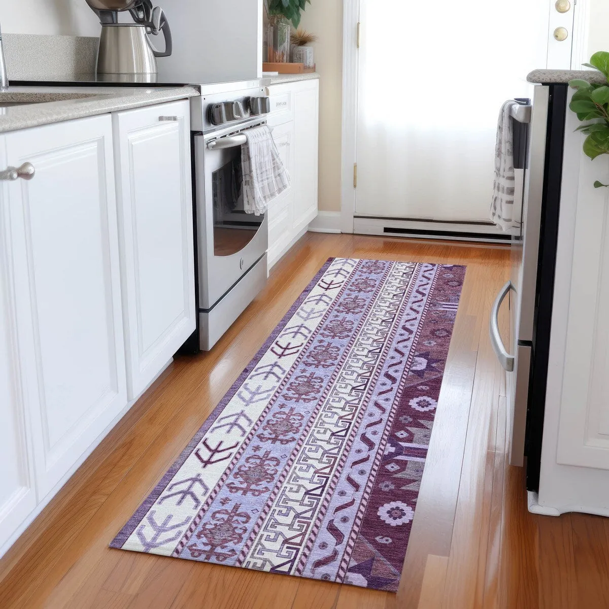 Machine Washable Indoor/ Outdoor Boho Tribal Chantille Rug