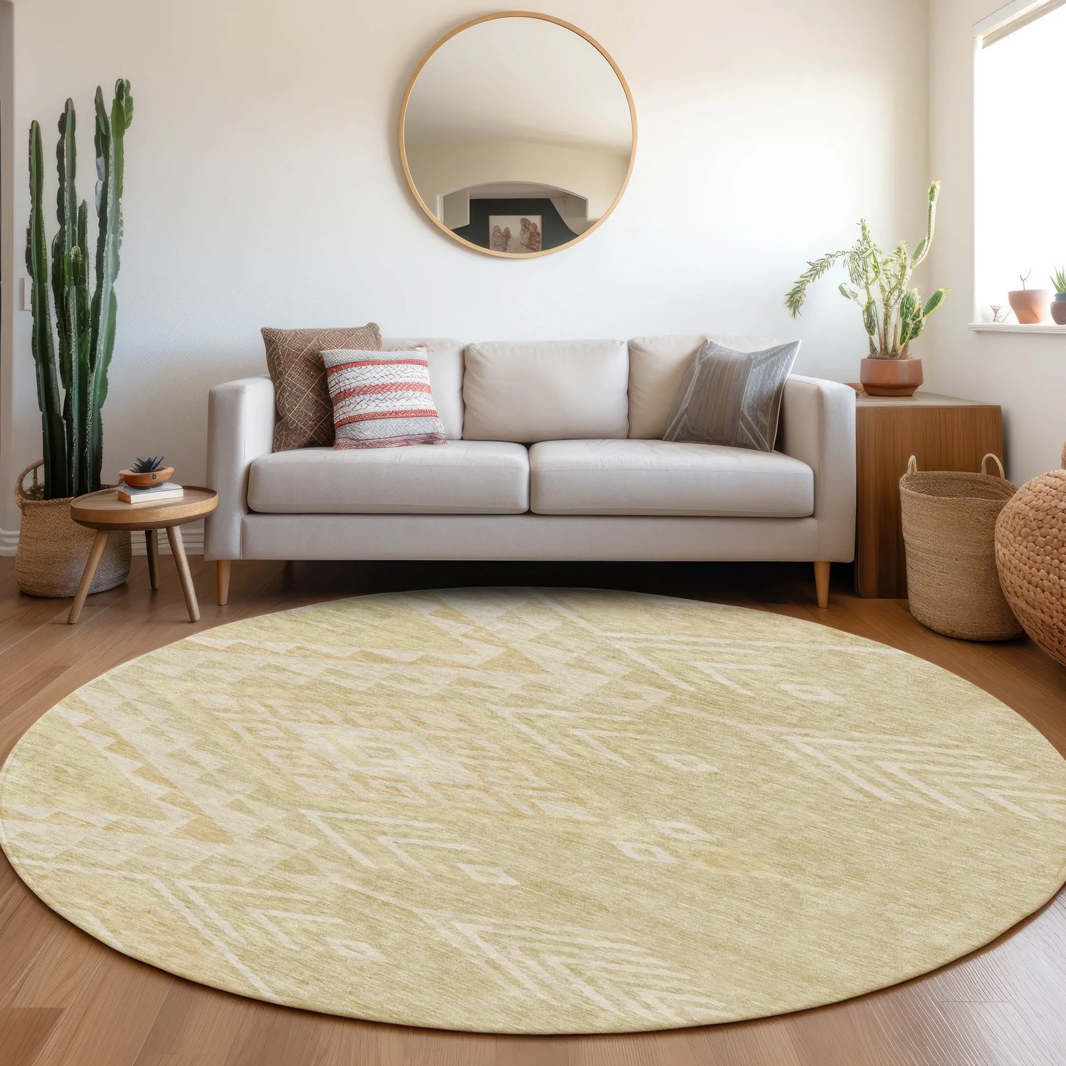 Machine Washable Indoor/ Outdoor Boho Tribal Chantille Rug
