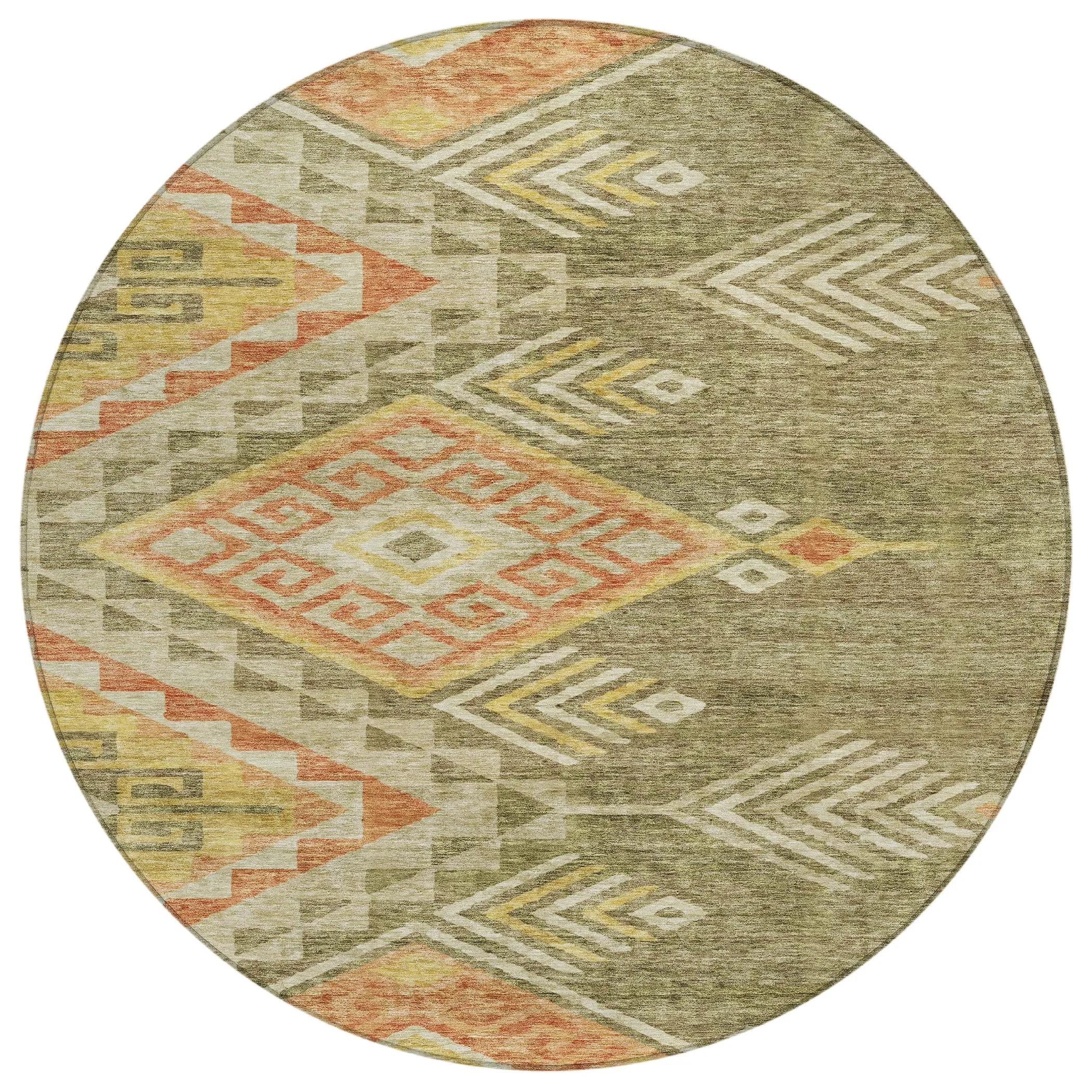 Machine Washable Indoor/ Outdoor Boho Tribal Chantille Rug