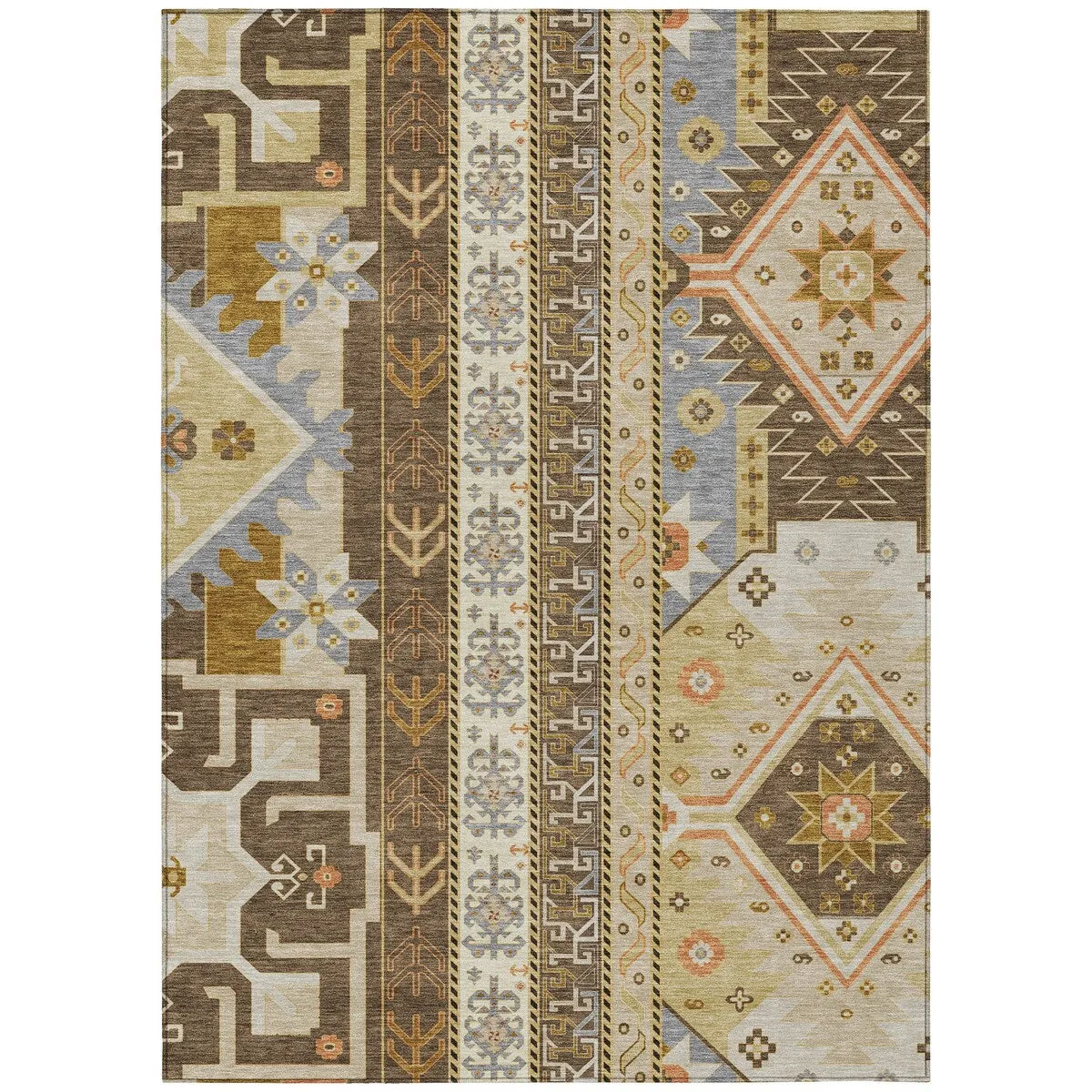 Machine Washable Indoor/ Outdoor Boho Tribal Chantille Rug