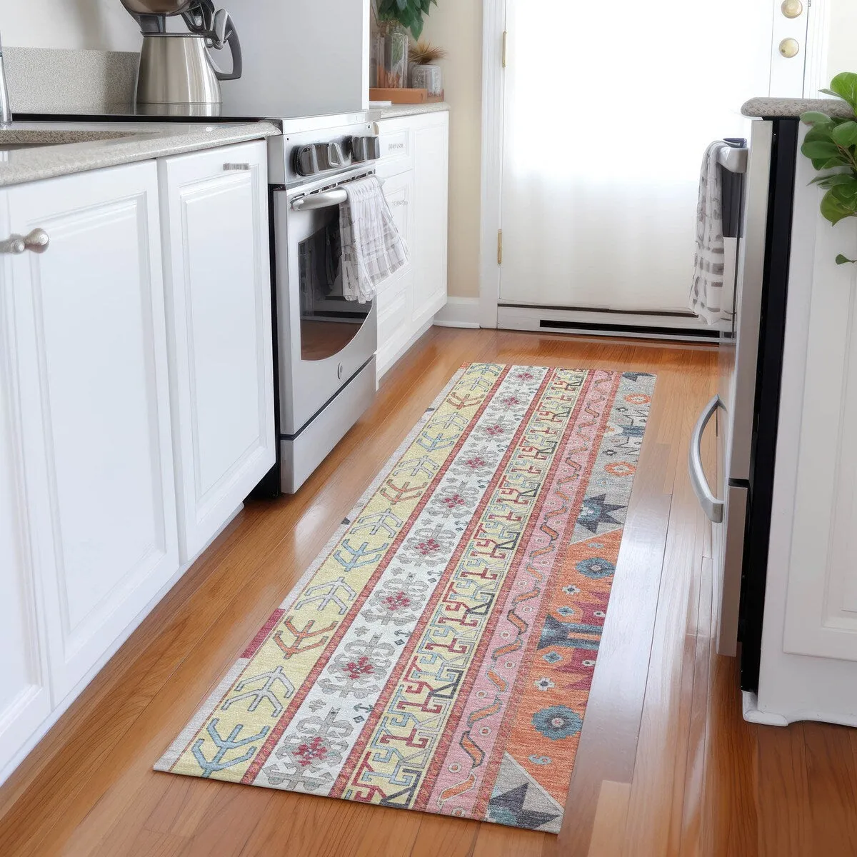 Machine Washable Indoor/ Outdoor Boho Tribal Chantille Rug