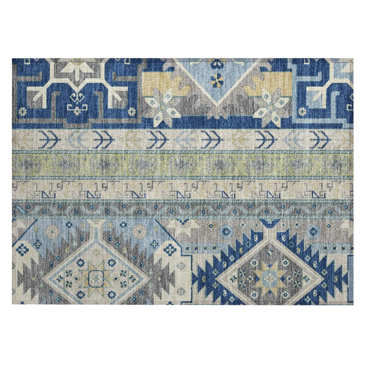 Machine Washable Indoor/ Outdoor Boho Tribal Chantille Rug