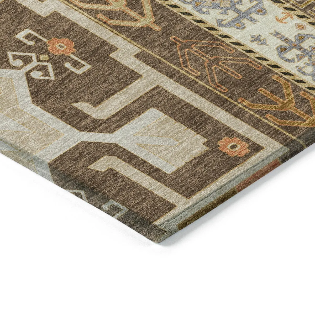 Machine Washable Indoor/ Outdoor Boho Tribal Chantille Rug