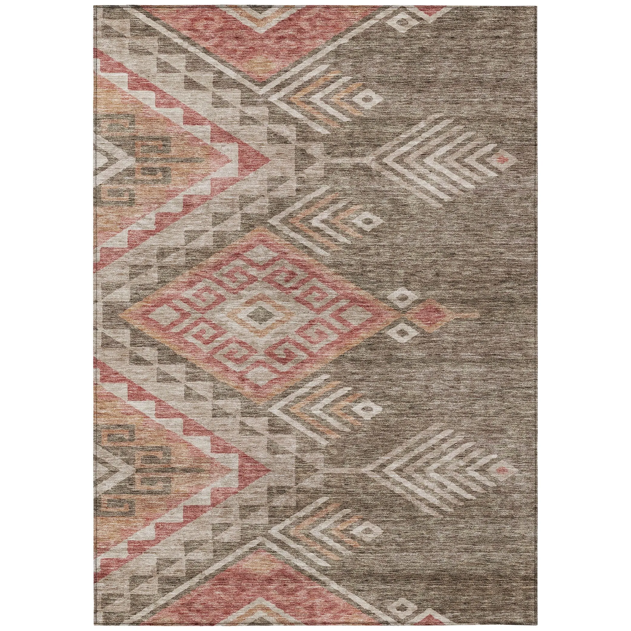 Machine Washable Indoor/ Outdoor Boho Tribal Chantille Rug