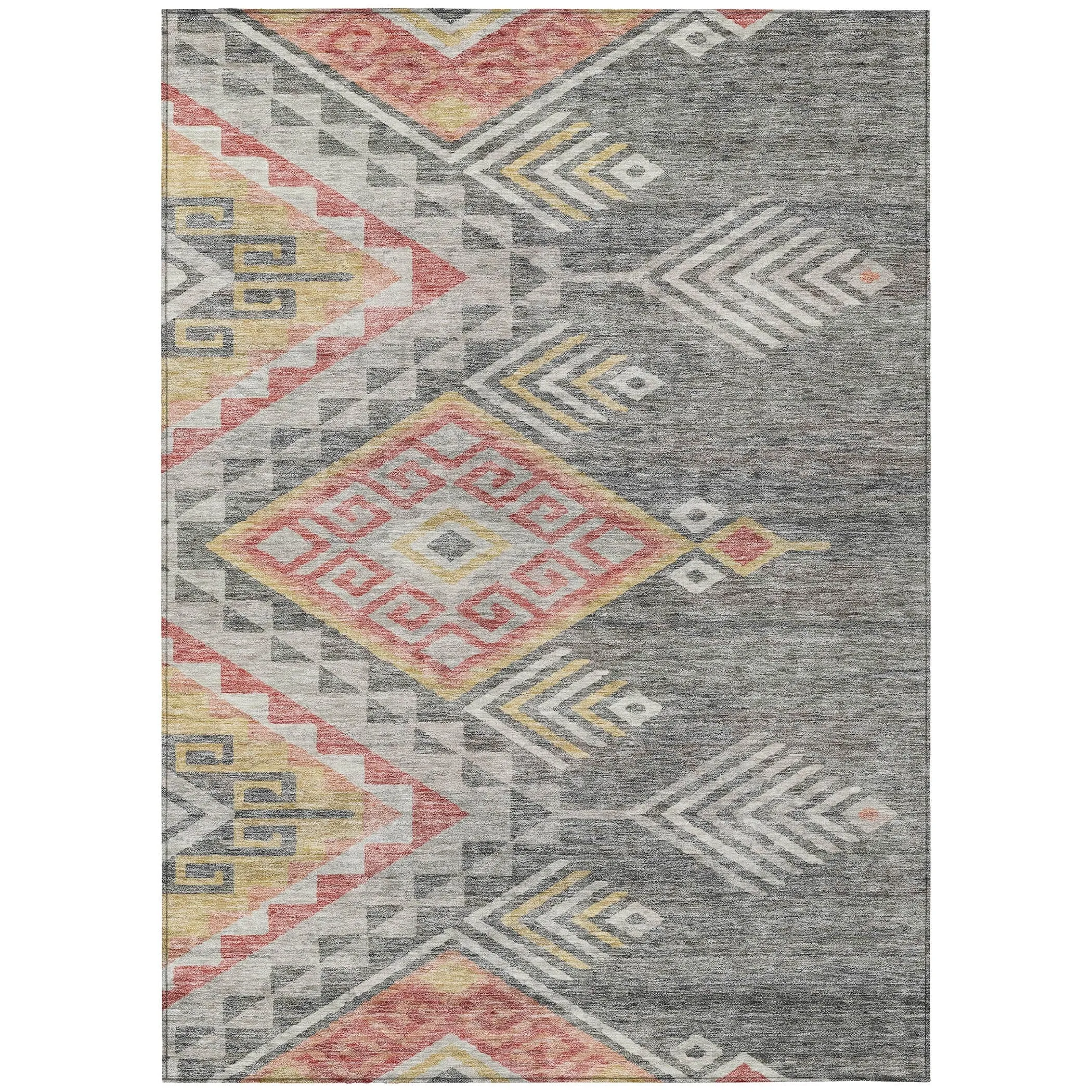 Machine Washable Indoor/ Outdoor Boho Tribal Chantille Rug