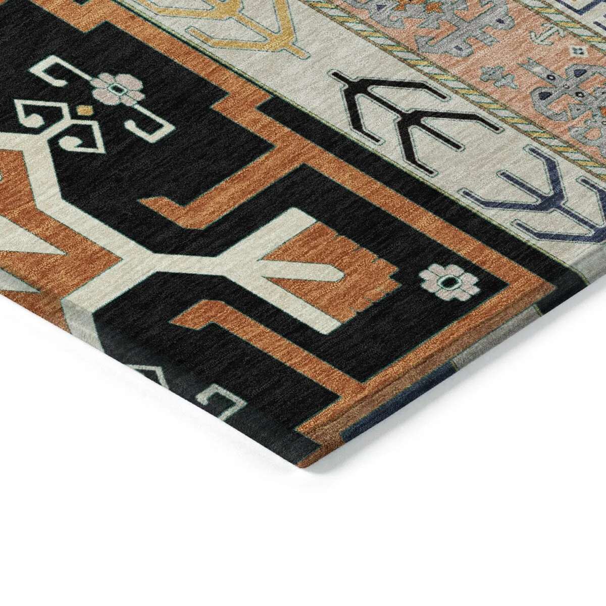 Machine Washable Indoor/ Outdoor Boho Tribal Chantille Rug