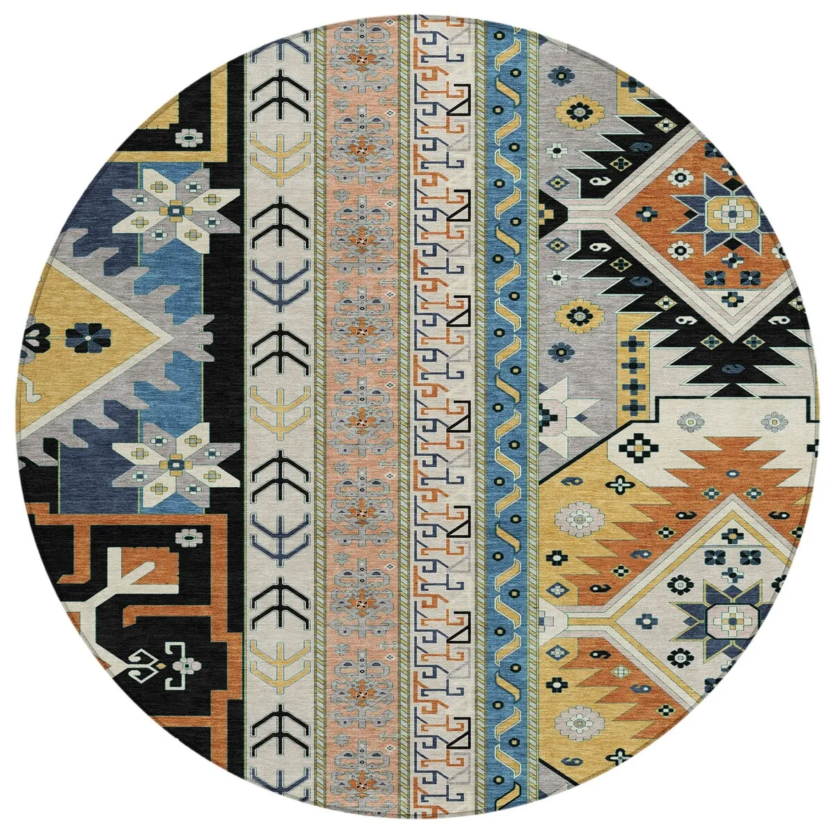 Machine Washable Indoor/ Outdoor Boho Tribal Chantille Rug