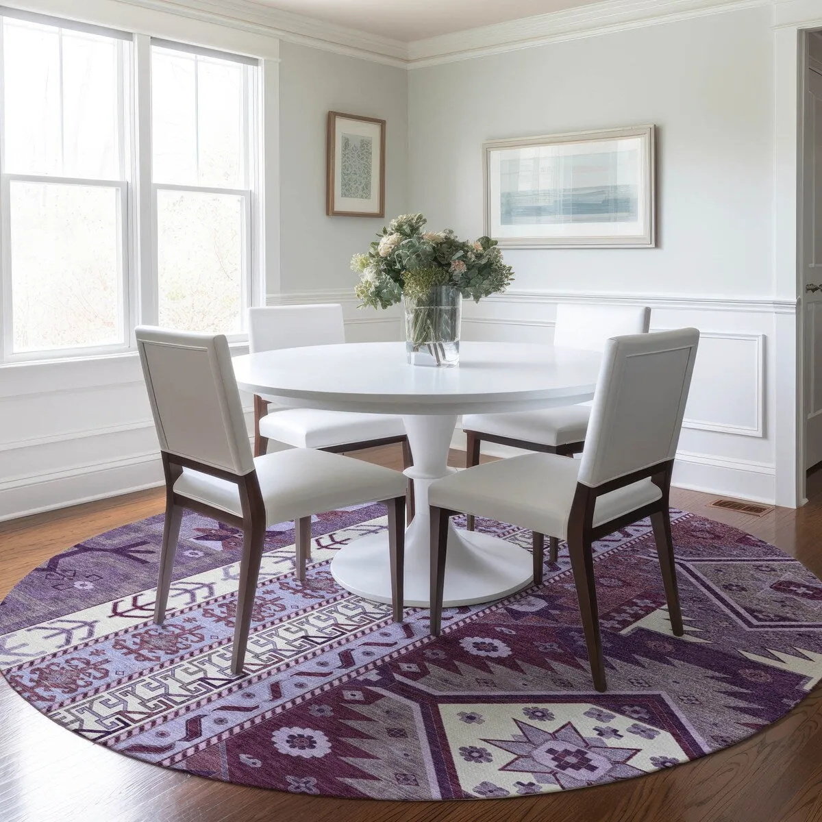 Machine Washable Indoor/ Outdoor Boho Tribal Chantille Rug