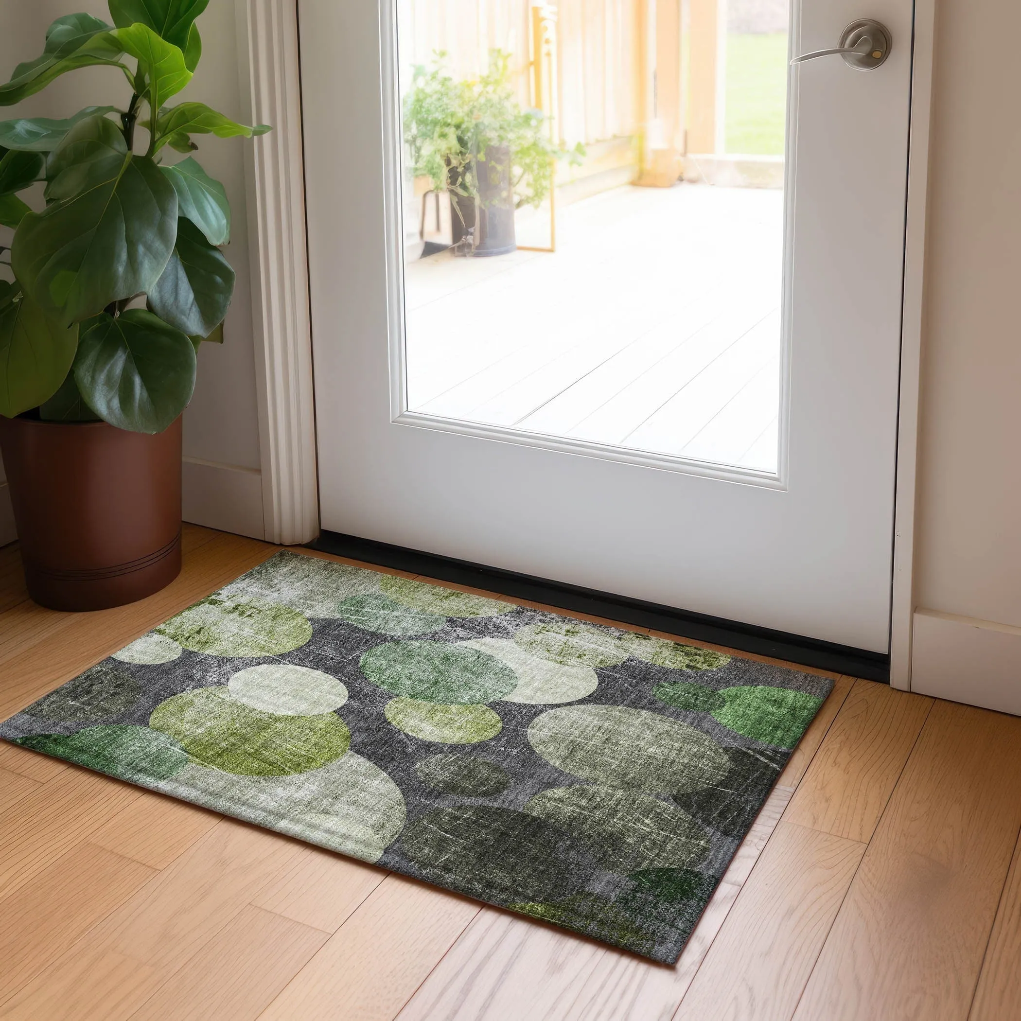 Machine Washable Indoor/ Outdoor Bubbles Chantille Rug