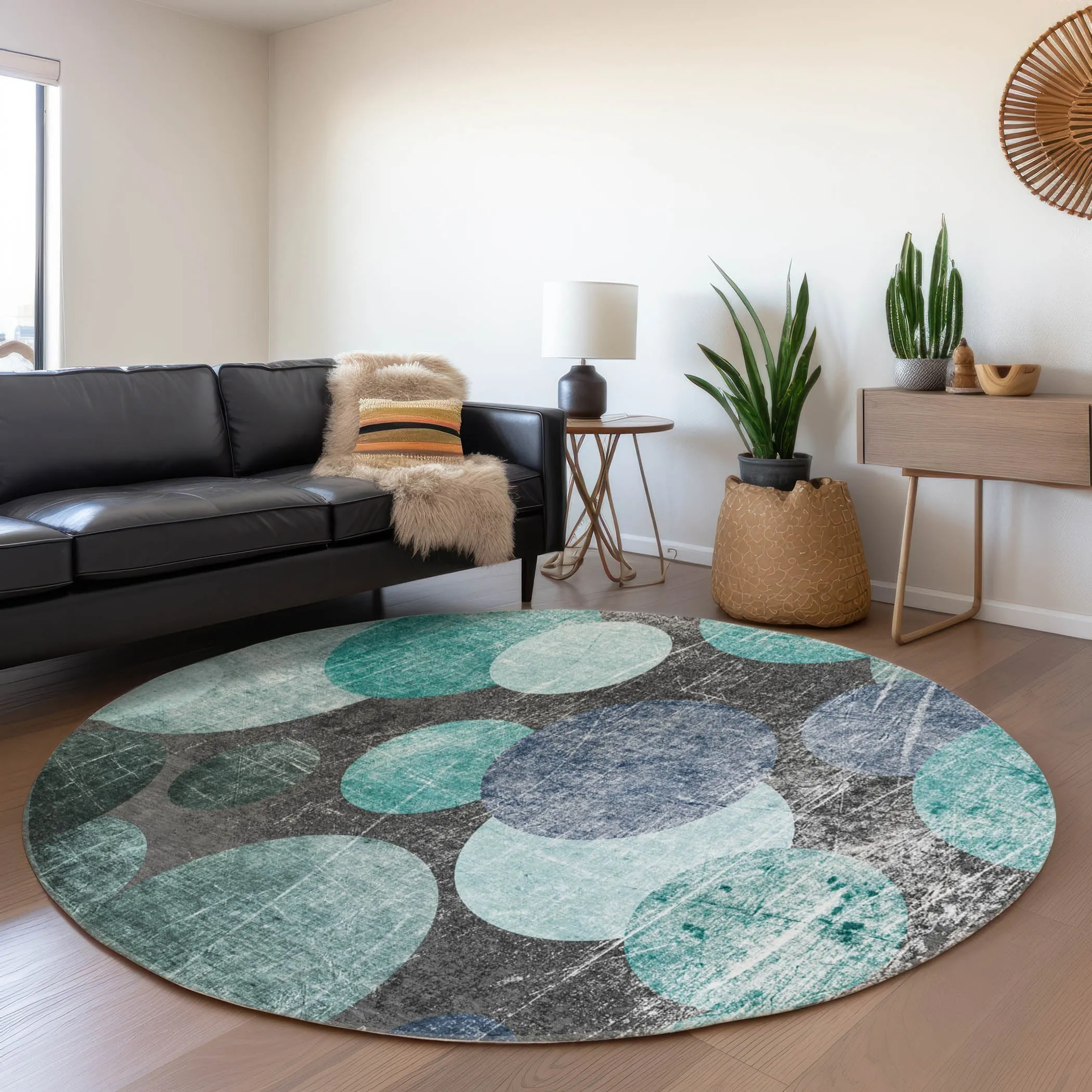 Machine Washable Indoor/ Outdoor Bubbles Chantille Rug