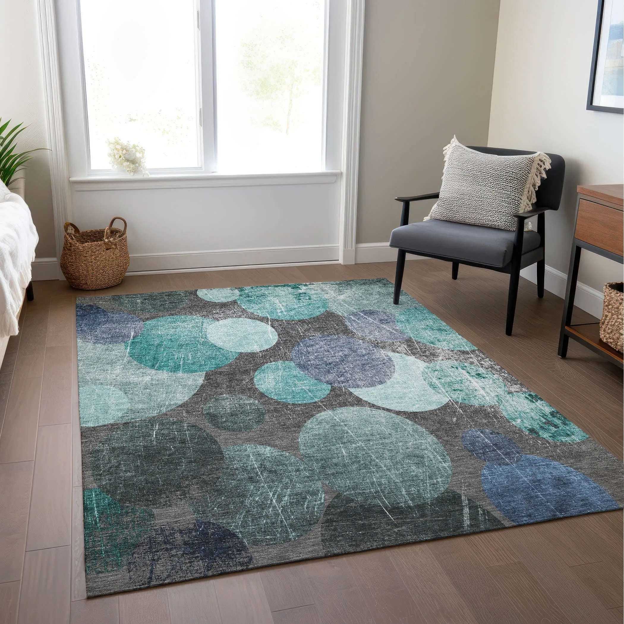 Machine Washable Indoor/ Outdoor Bubbles Chantille Rug