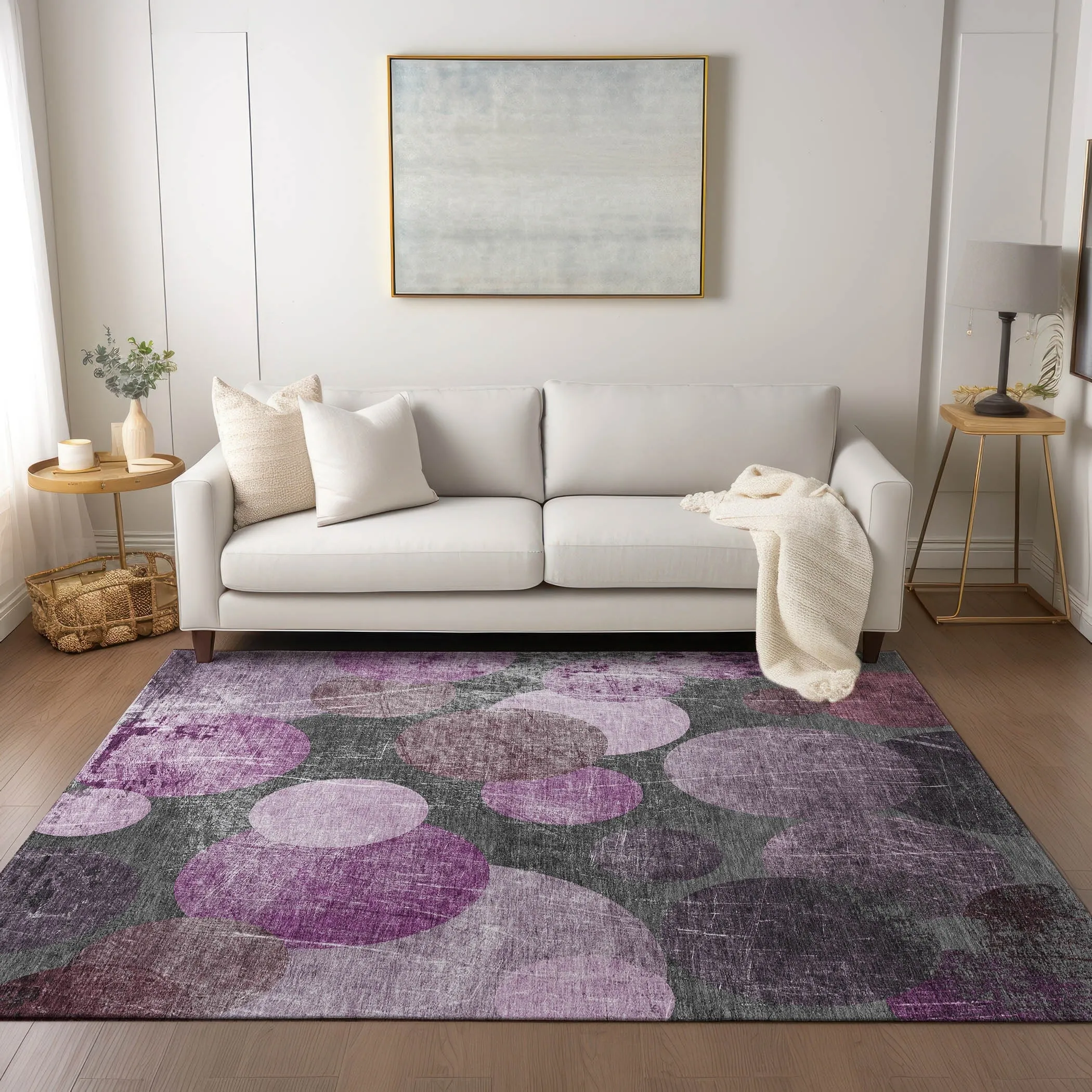 Machine Washable Indoor/ Outdoor Bubbles Chantille Rug