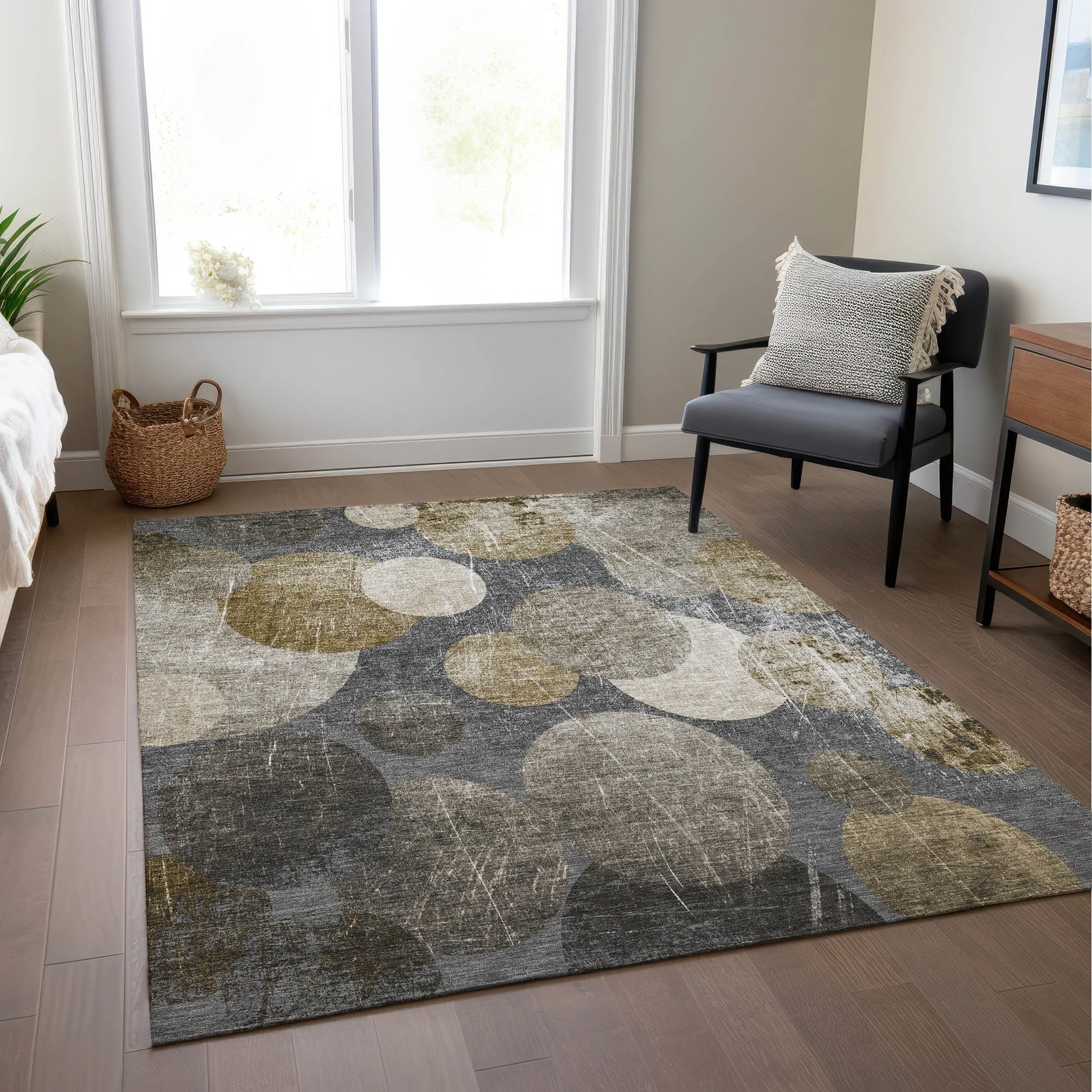 Machine Washable Indoor/ Outdoor Bubbles Chantille Rug