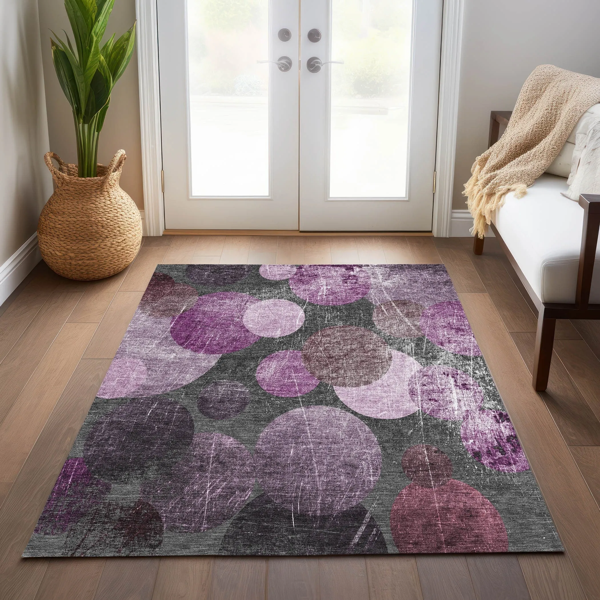 Machine Washable Indoor/ Outdoor Bubbles Chantille Rug