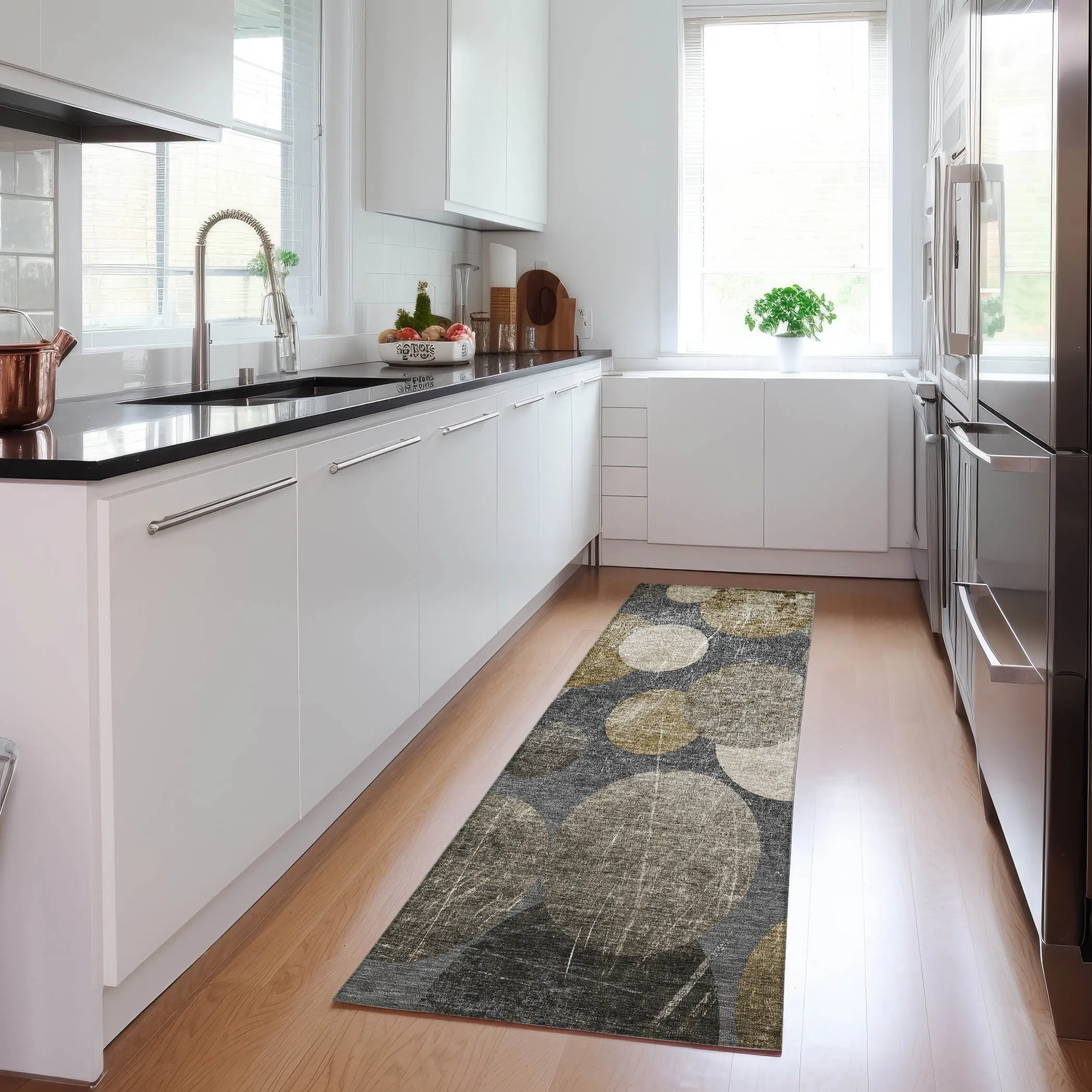 Machine Washable Indoor/ Outdoor Bubbles Chantille Rug