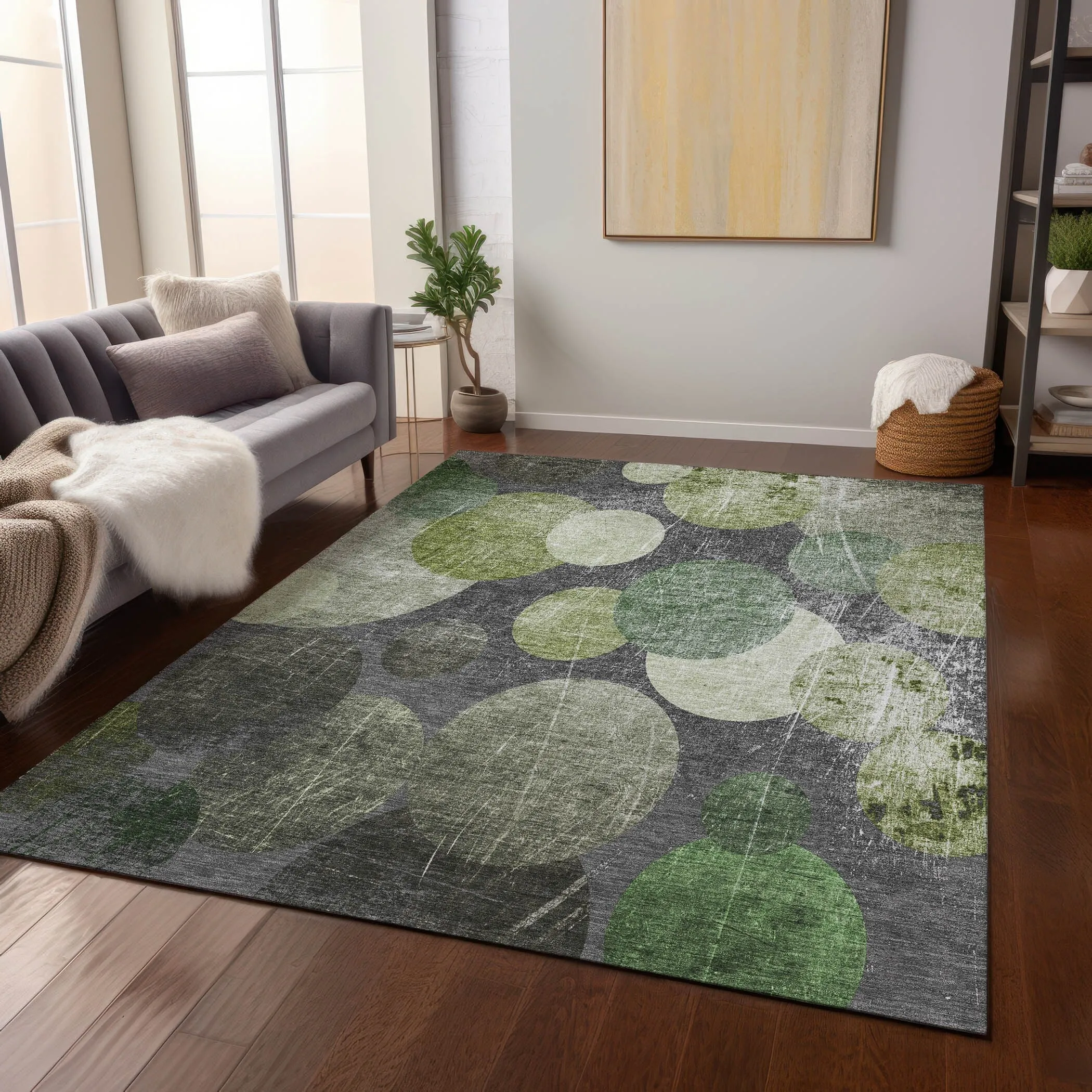 Machine Washable Indoor/ Outdoor Bubbles Chantille Rug