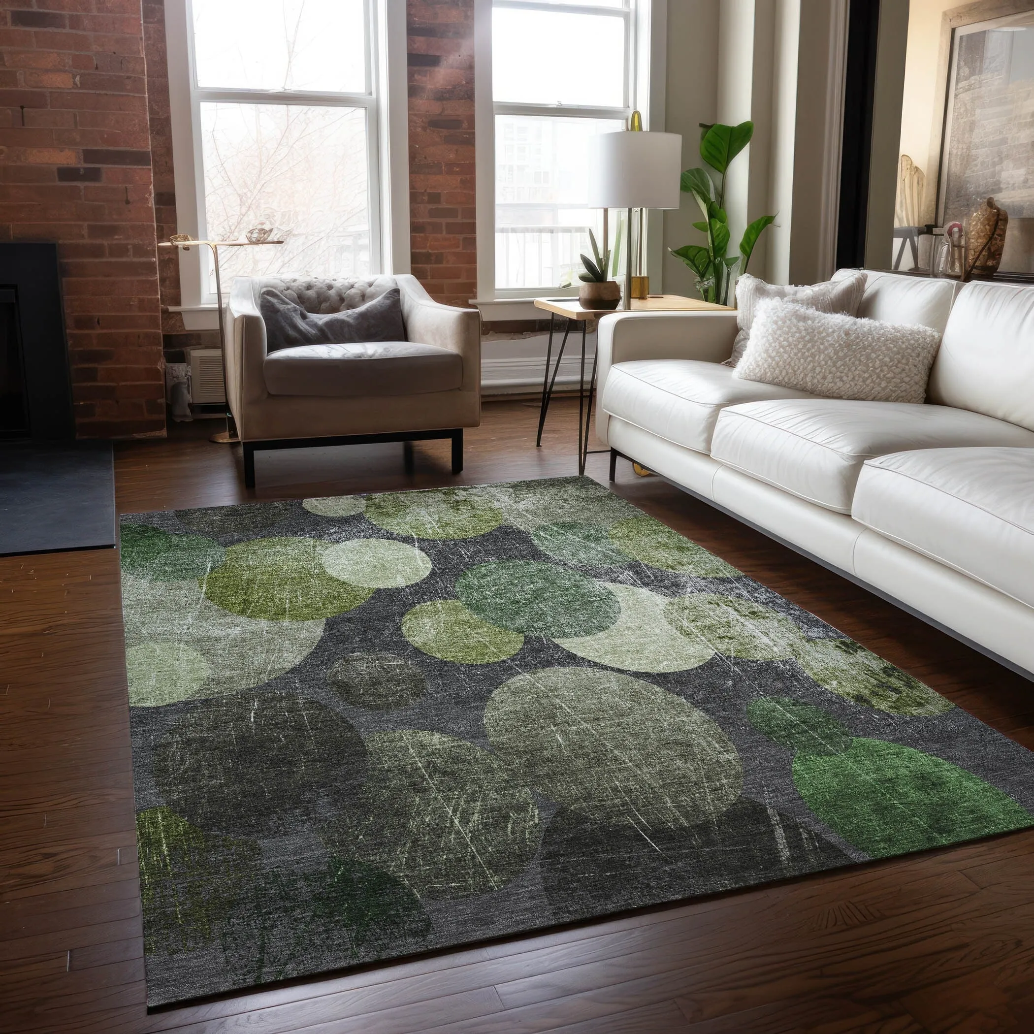 Machine Washable Indoor/ Outdoor Bubbles Chantille Rug