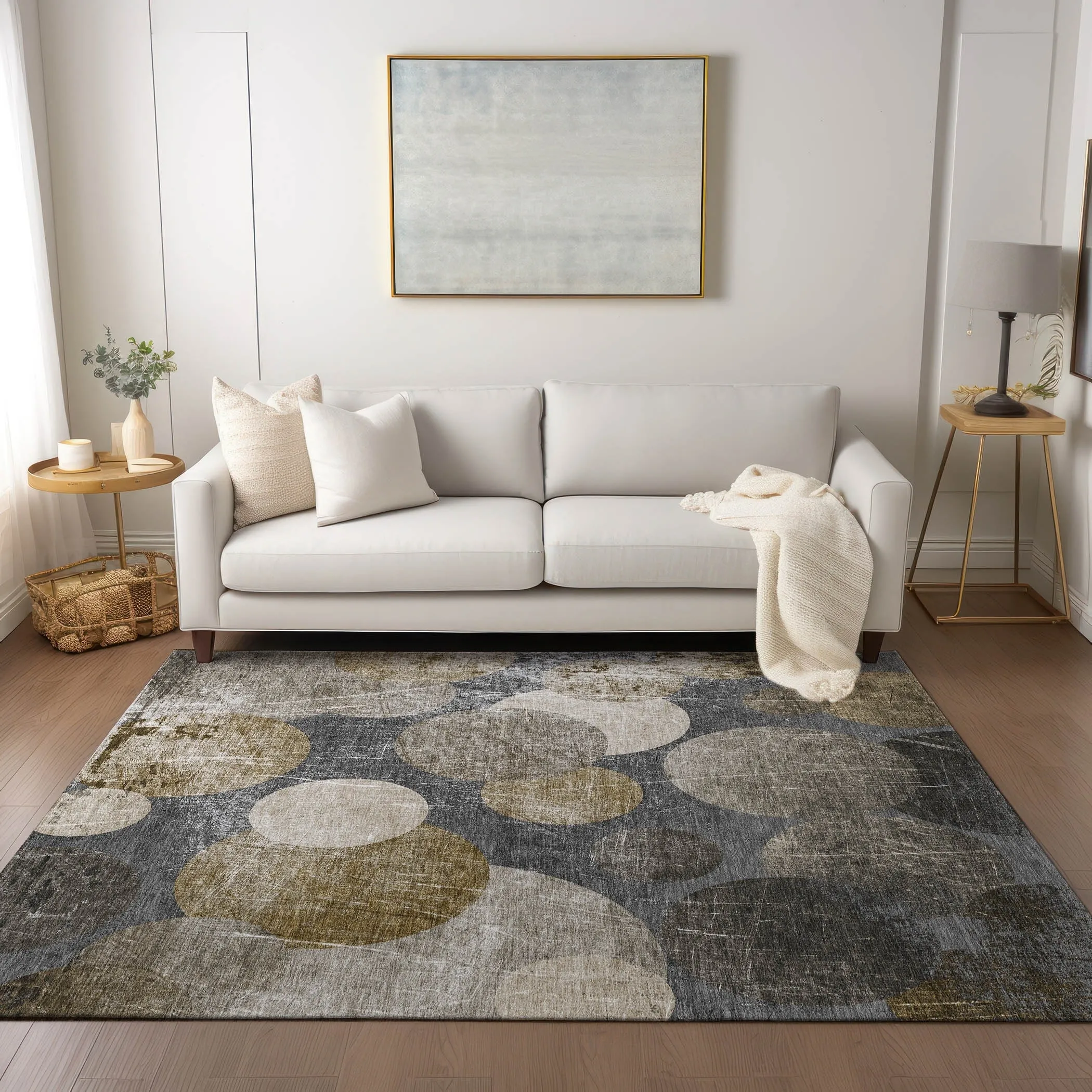 Machine Washable Indoor/ Outdoor Bubbles Chantille Rug