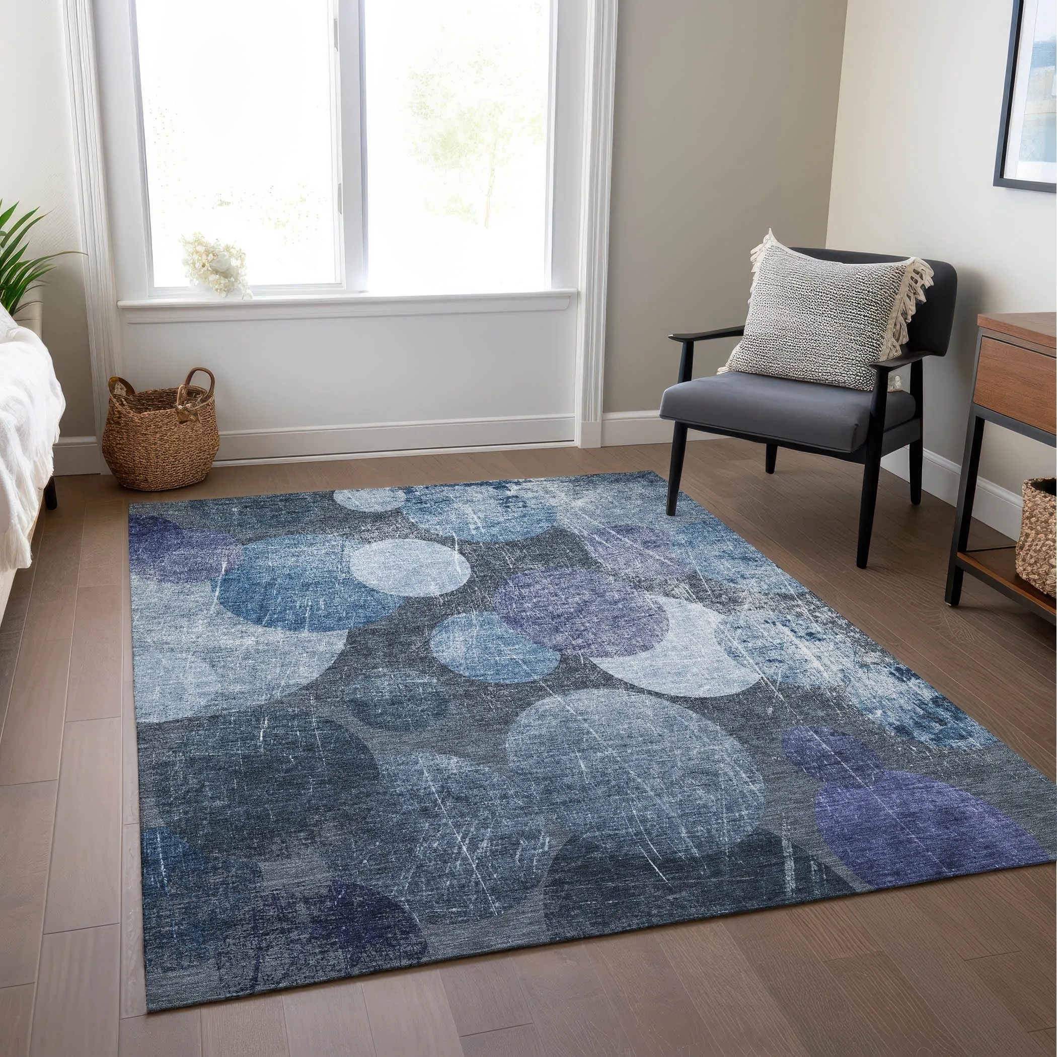Machine Washable Indoor/ Outdoor Bubbles Chantille Rug