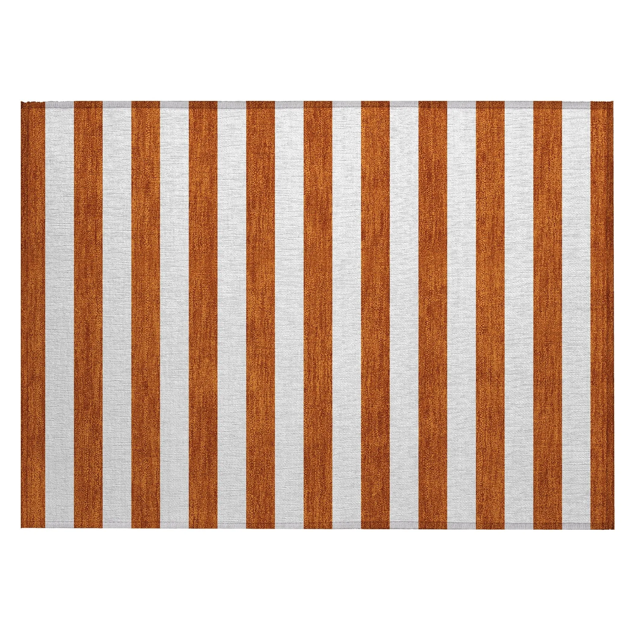 Machine Washable Indoor/ Outdoor Cabana Striped Chantille Rug