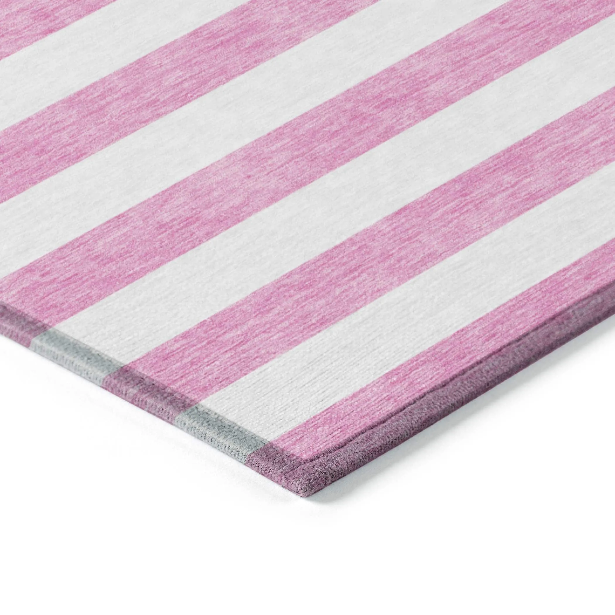 Machine Washable Indoor/ Outdoor Cabana Striped Chantille Rug