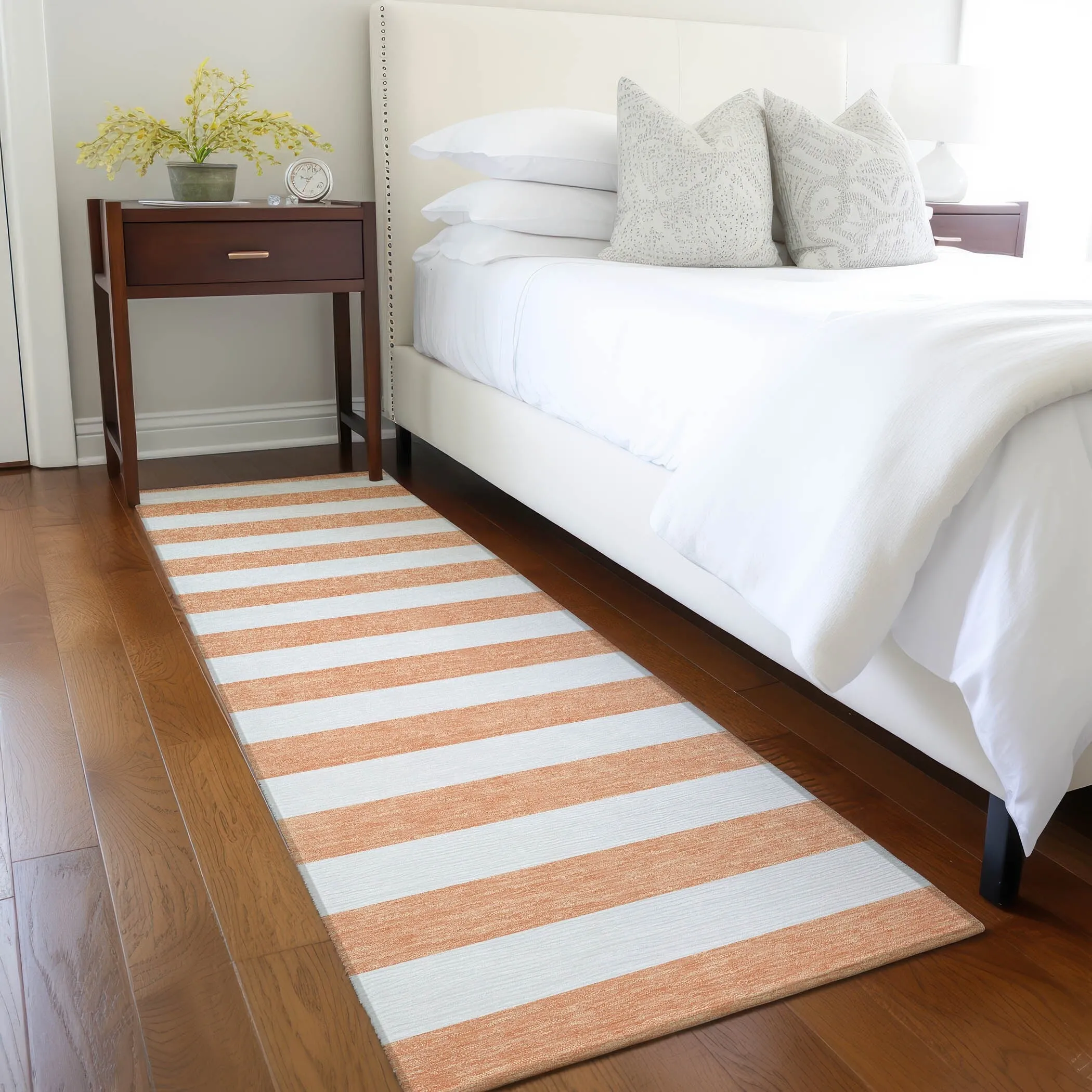 Machine Washable Indoor/ Outdoor Cabana Striped Chantille Rug