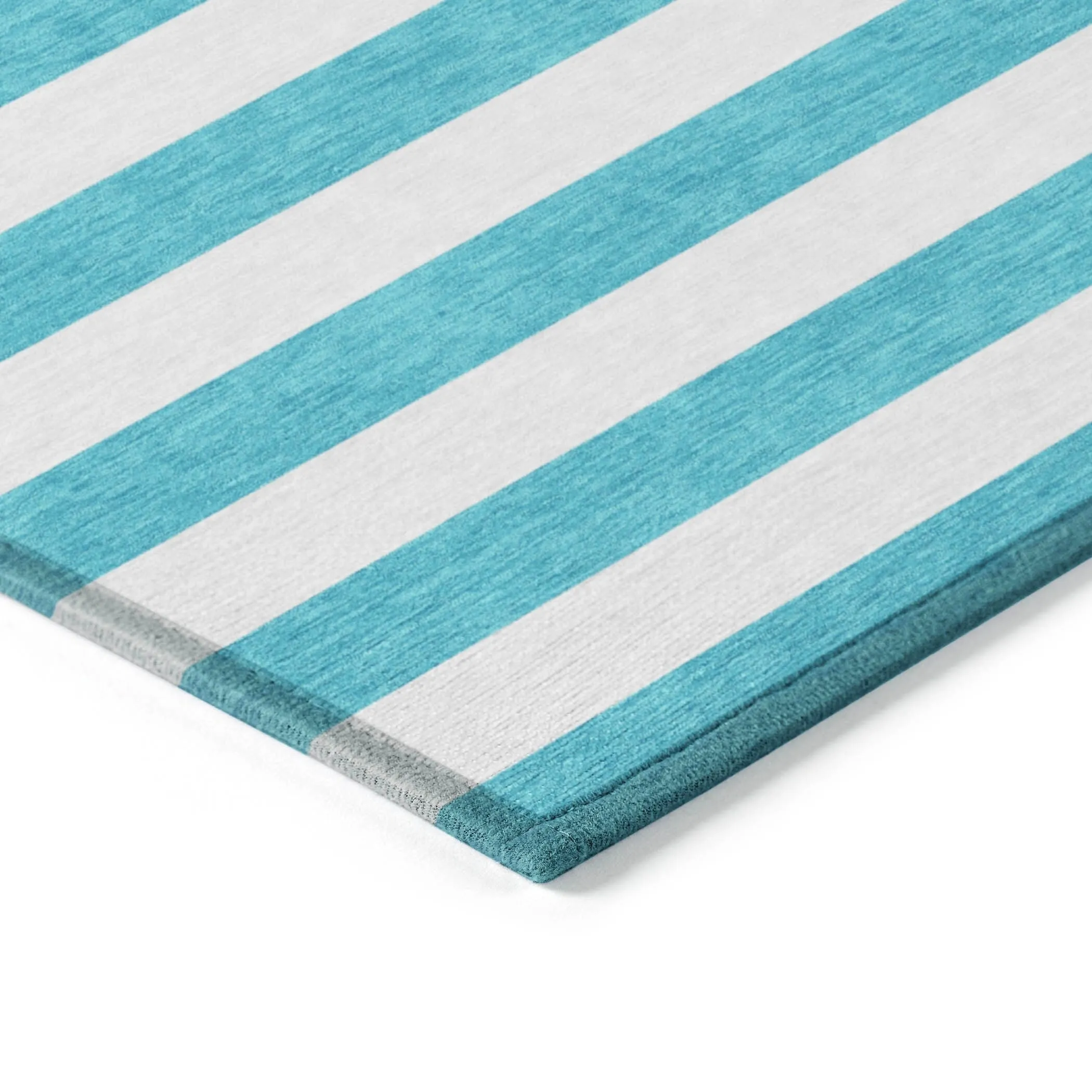 Machine Washable Indoor/ Outdoor Cabana Striped Chantille Rug