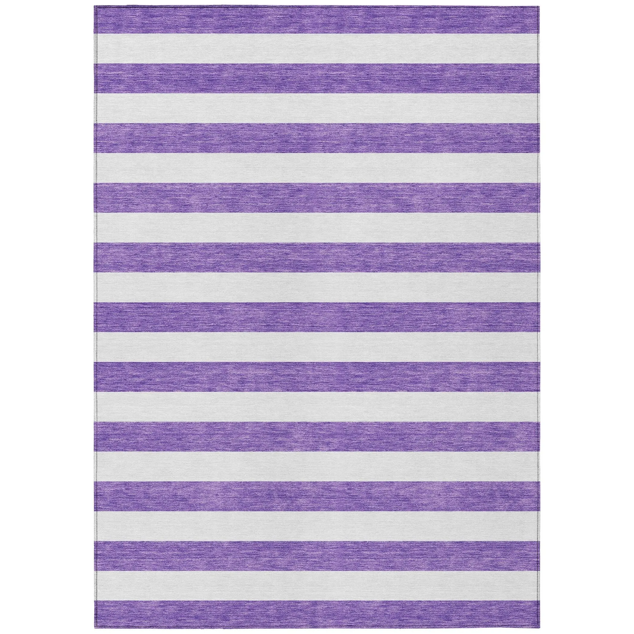 Machine Washable Indoor/ Outdoor Cabana Striped Chantille Rug