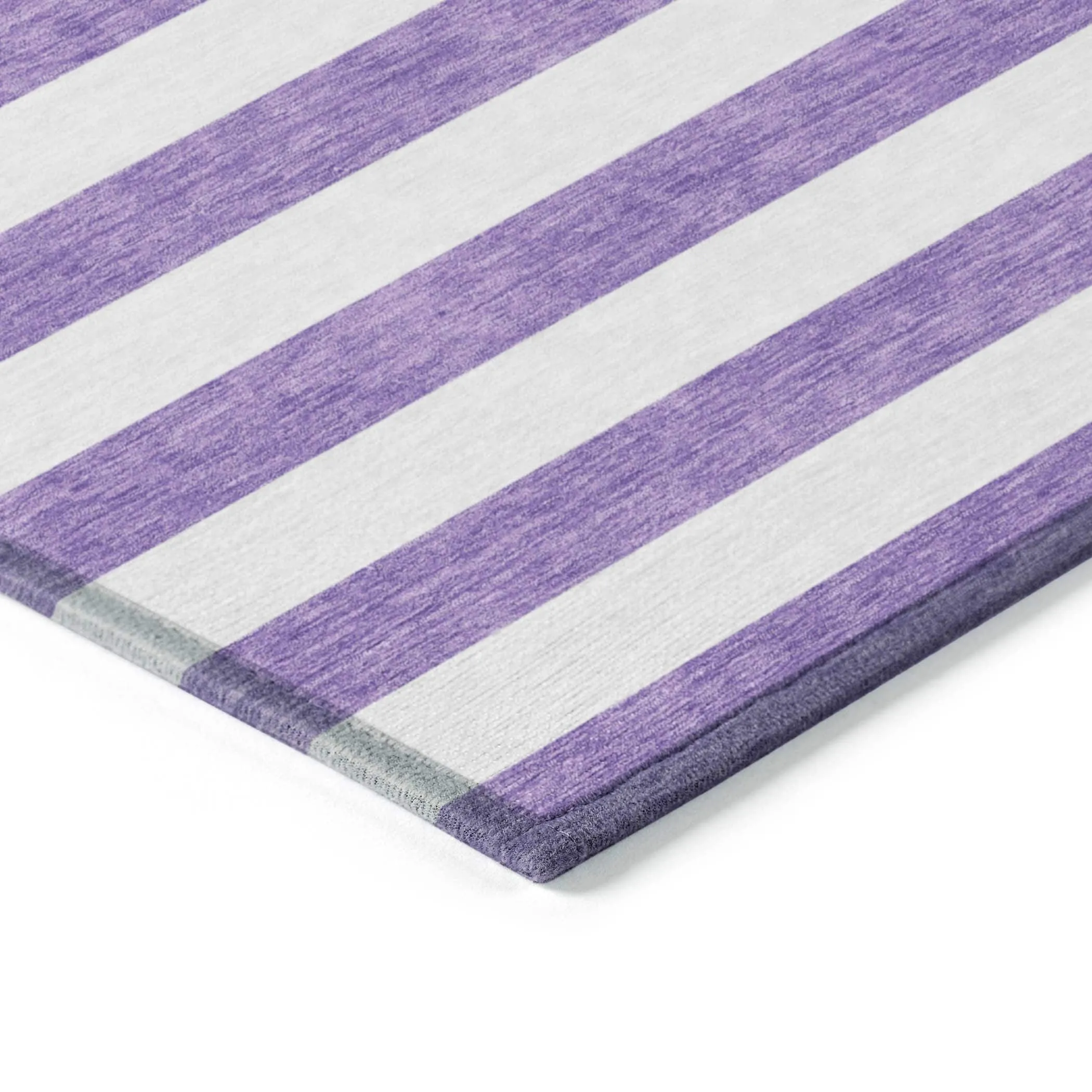 Machine Washable Indoor/ Outdoor Cabana Striped Chantille Rug