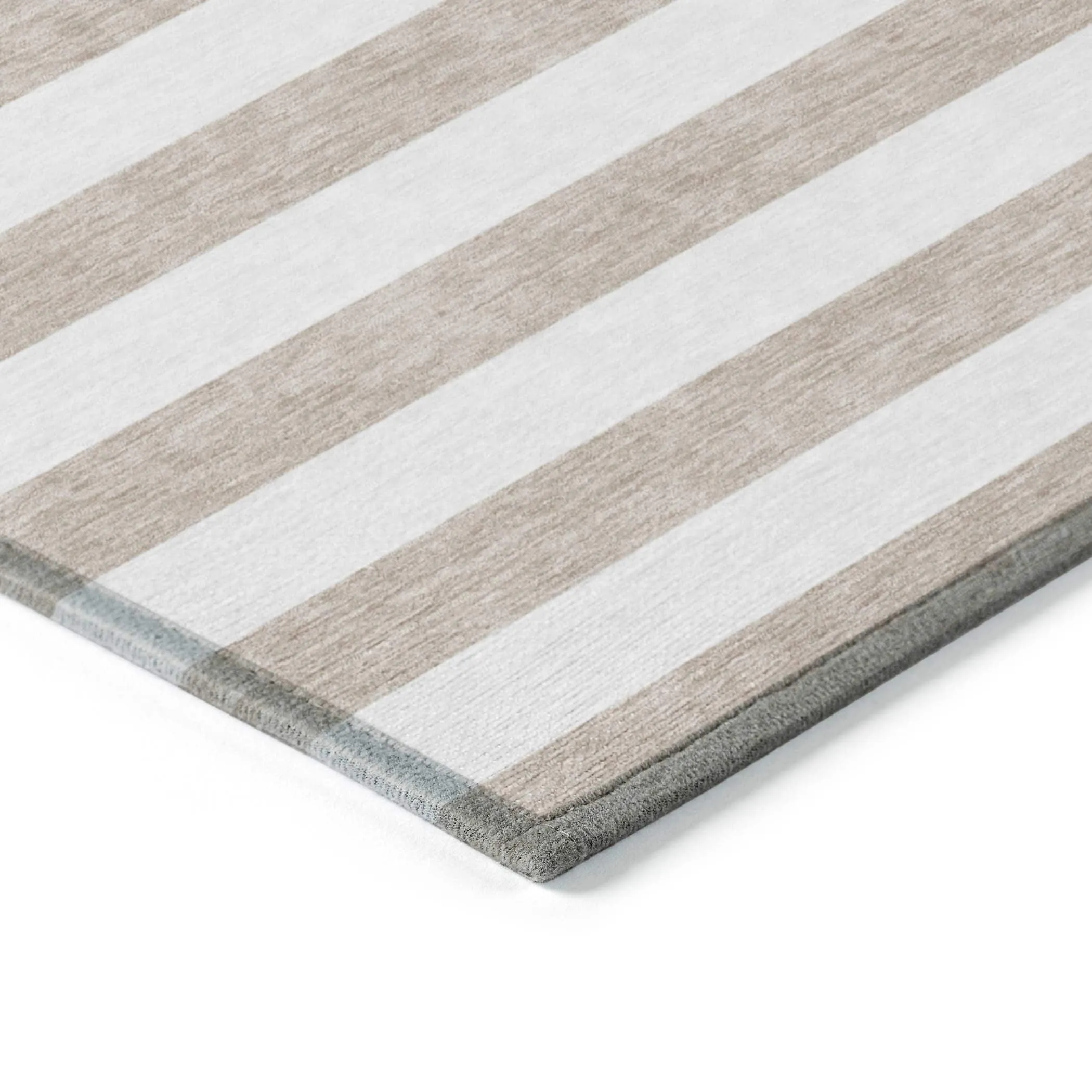 Machine Washable Indoor/ Outdoor Cabana Striped Chantille Rug