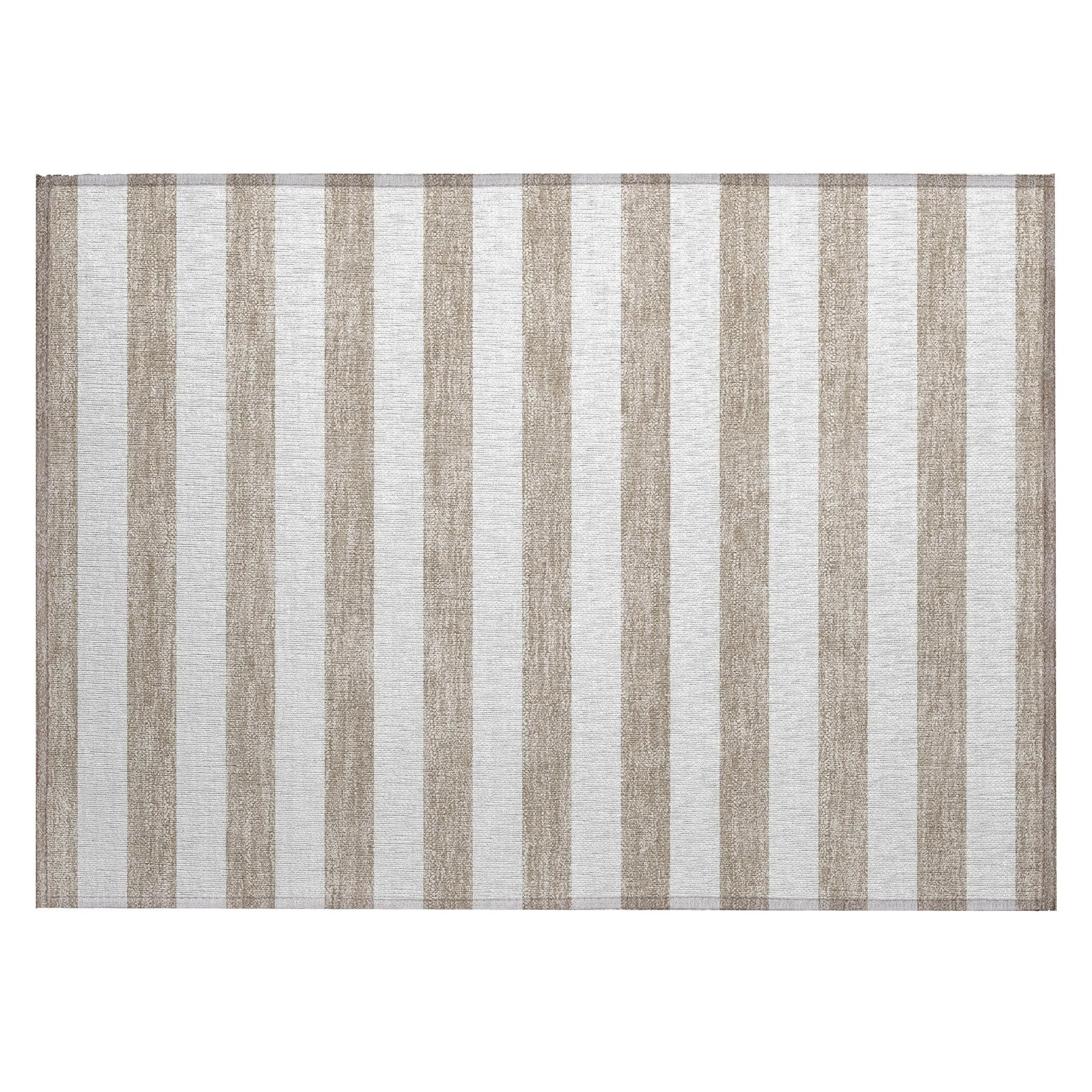 Machine Washable Indoor/ Outdoor Cabana Striped Chantille Rug