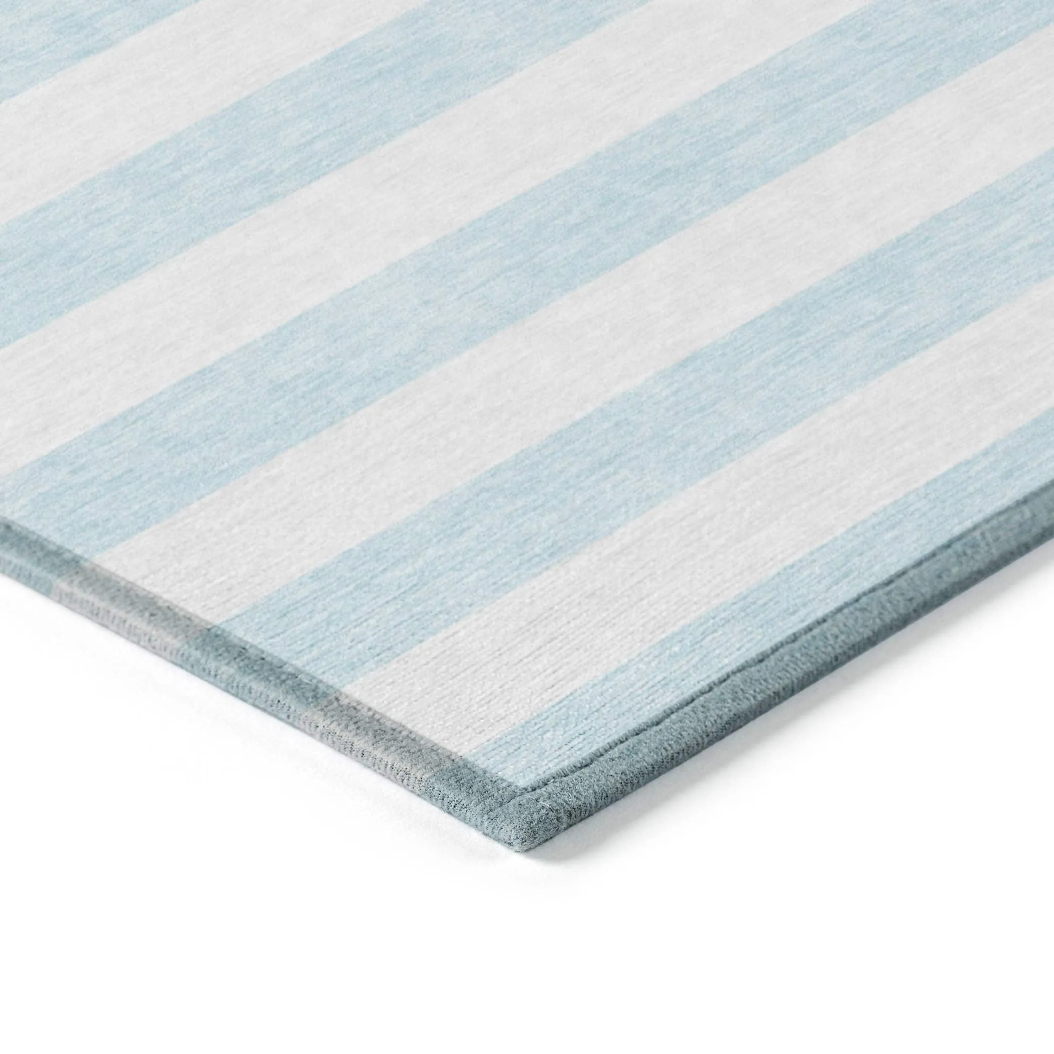Machine Washable Indoor/ Outdoor Cabana Striped Chantille Rug