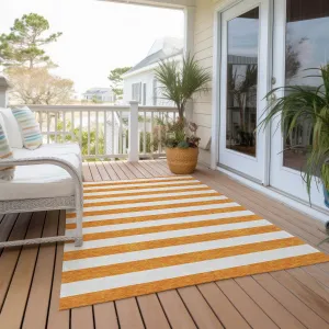 Machine Washable Indoor/ Outdoor Cabana Striped Chantille Rug