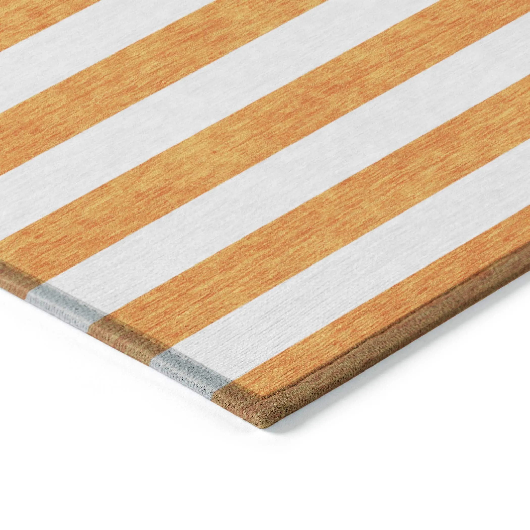 Machine Washable Indoor/ Outdoor Cabana Striped Chantille Rug