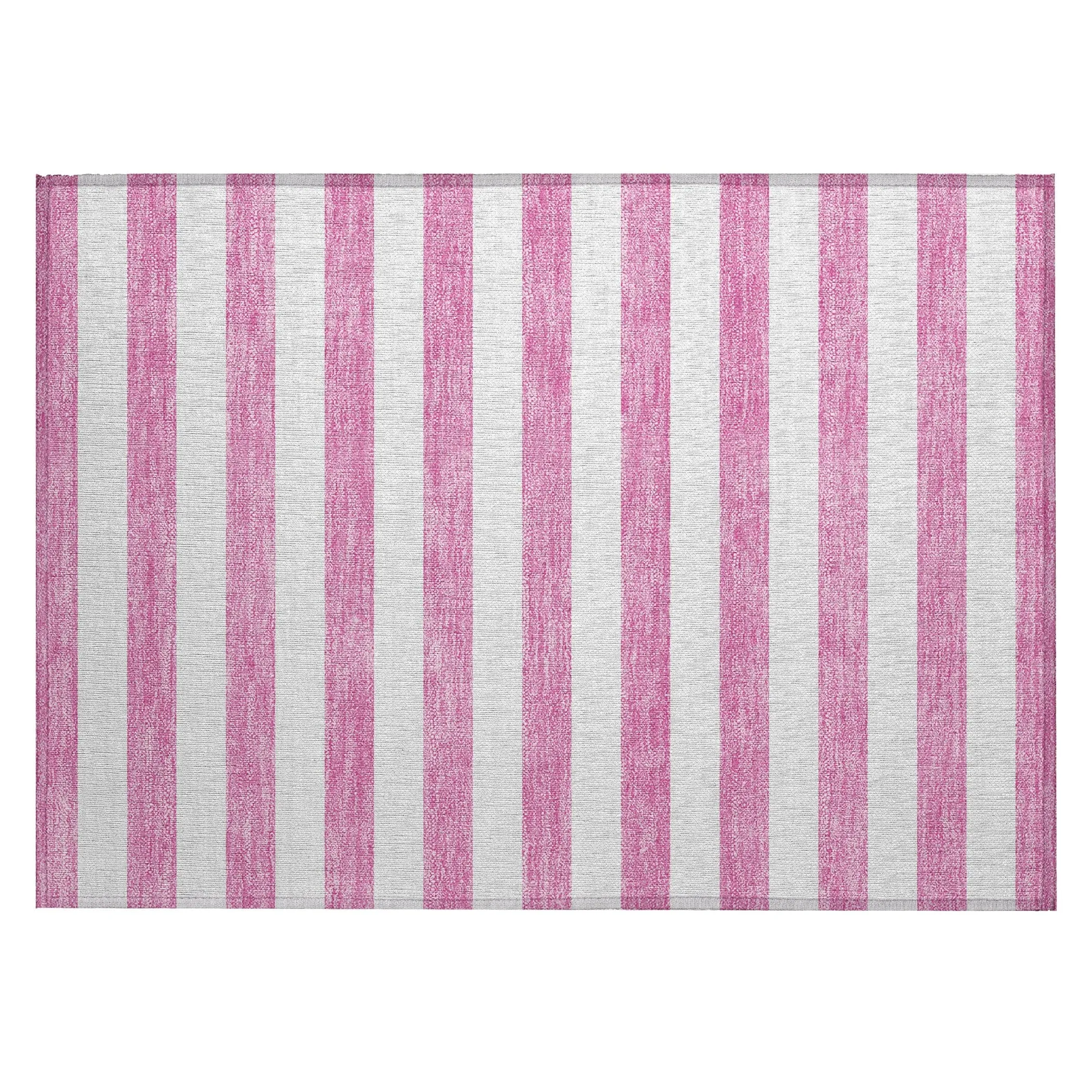 Machine Washable Indoor/ Outdoor Cabana Striped Chantille Rug