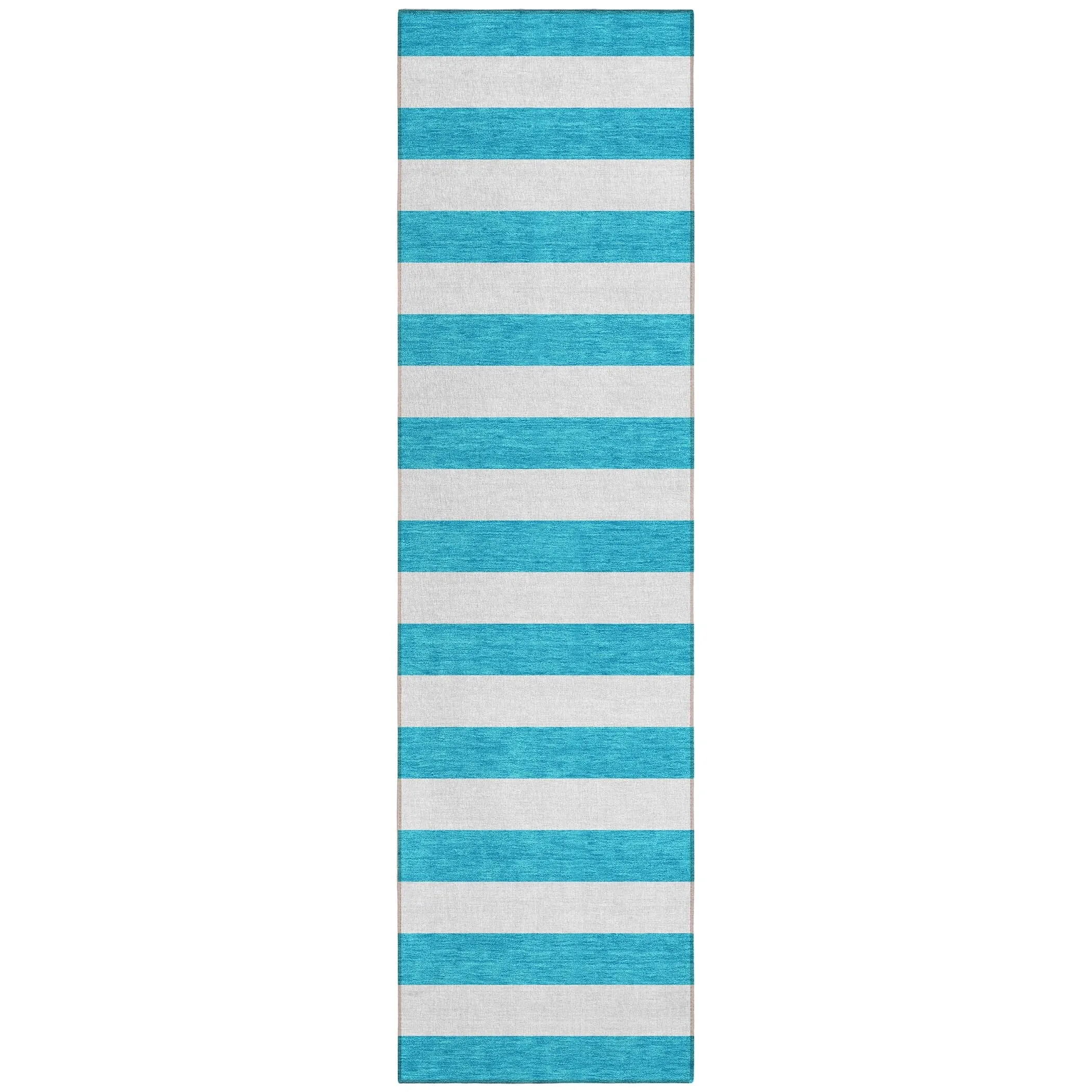 Machine Washable Indoor/ Outdoor Cabana Striped Chantille Rug