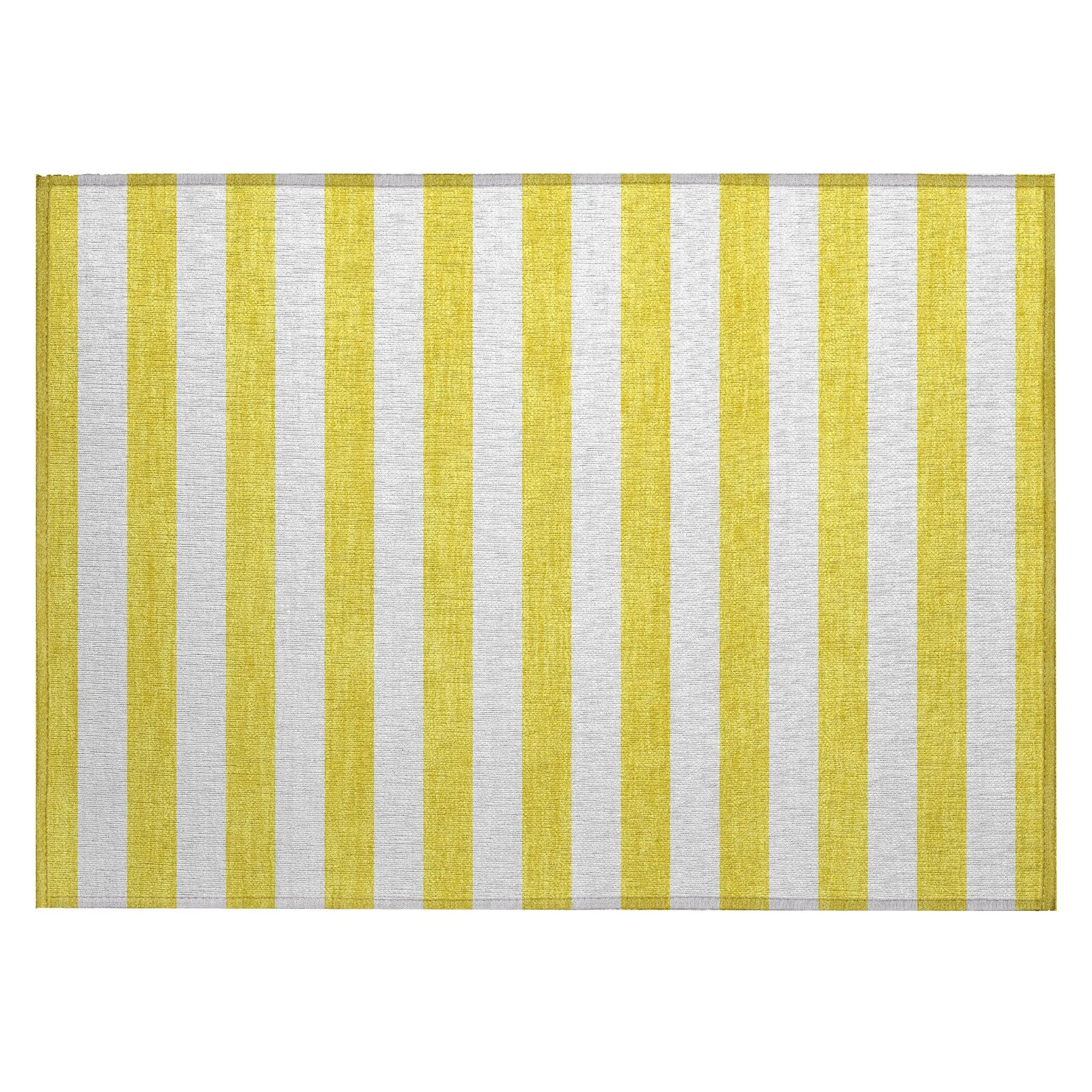 Machine Washable Indoor/ Outdoor Cabana Striped Chantille Rug
