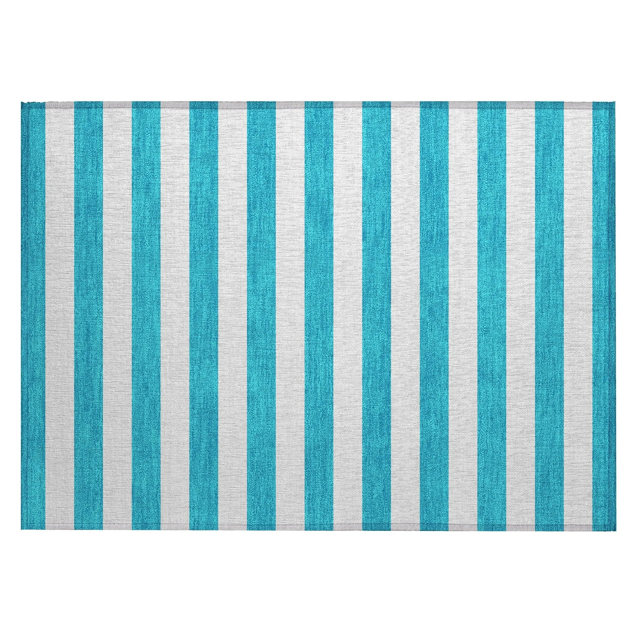 Machine Washable Indoor/ Outdoor Cabana Striped Chantille Rug