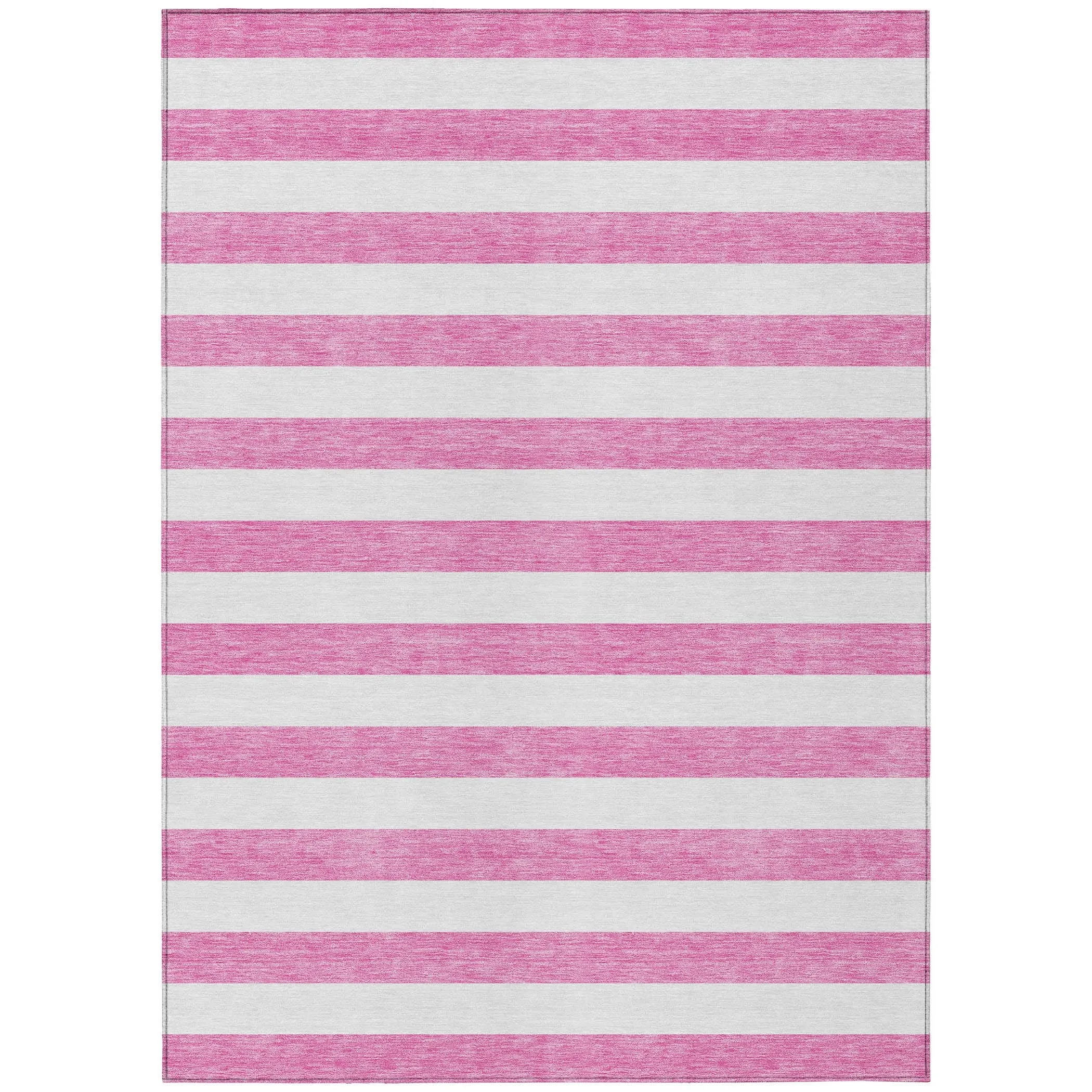 Machine Washable Indoor/ Outdoor Cabana Striped Chantille Rug