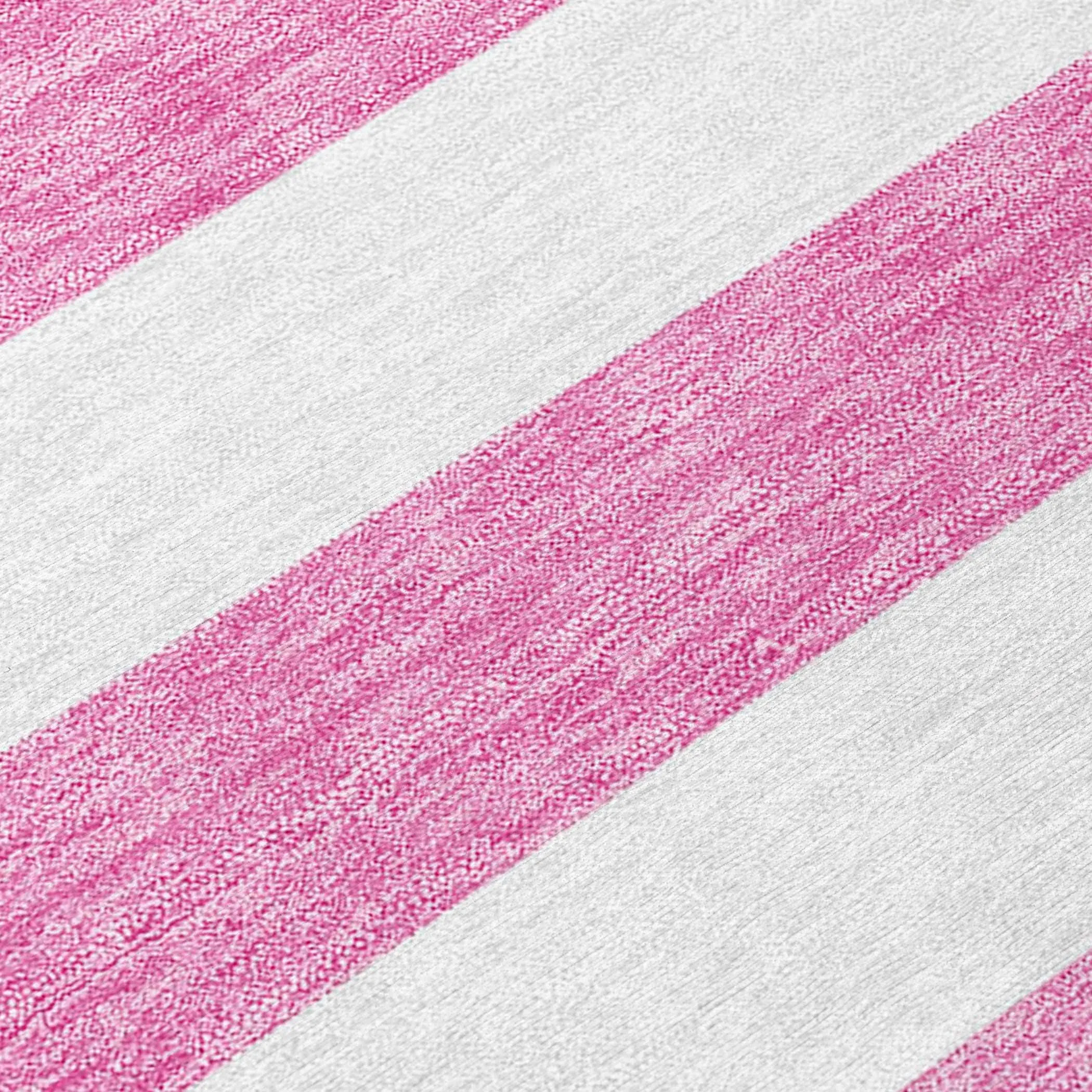 Machine Washable Indoor/ Outdoor Cabana Striped Chantille Rug