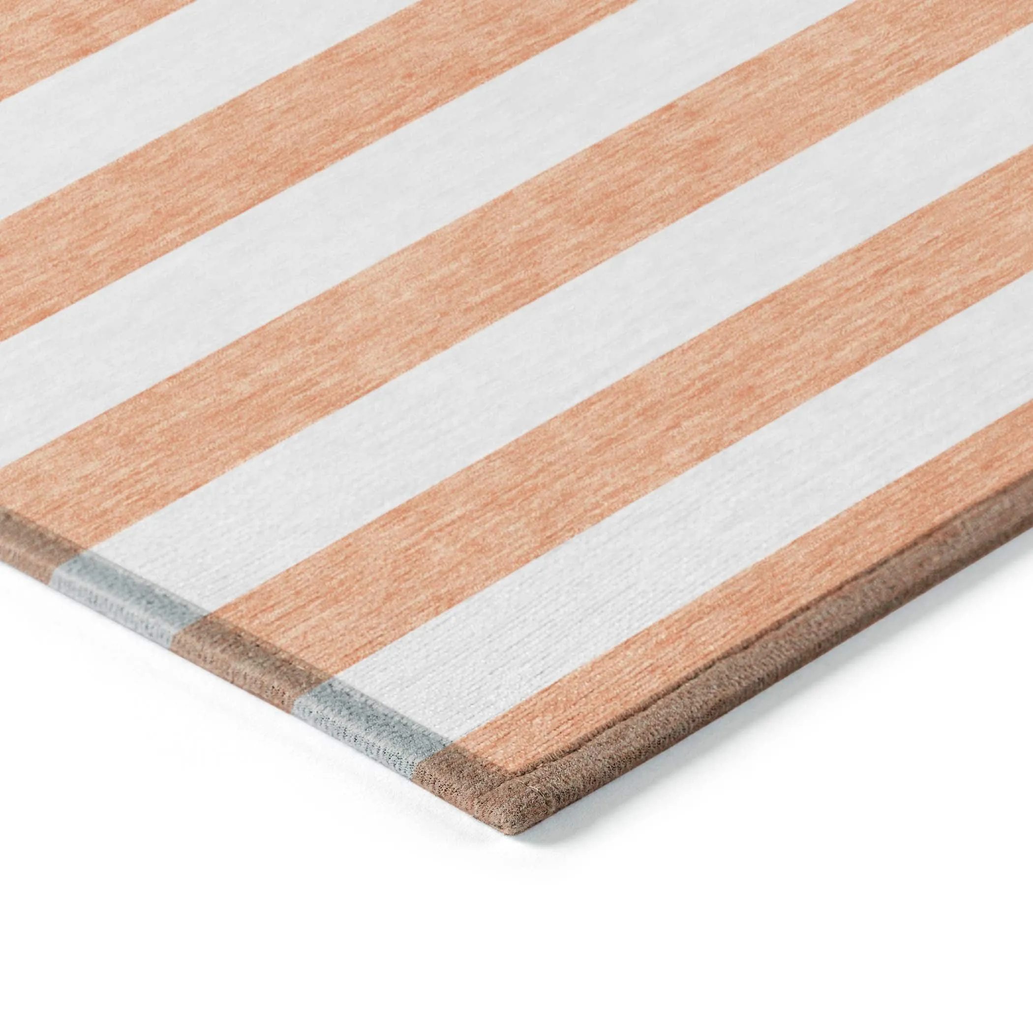 Machine Washable Indoor/ Outdoor Cabana Striped Chantille Rug