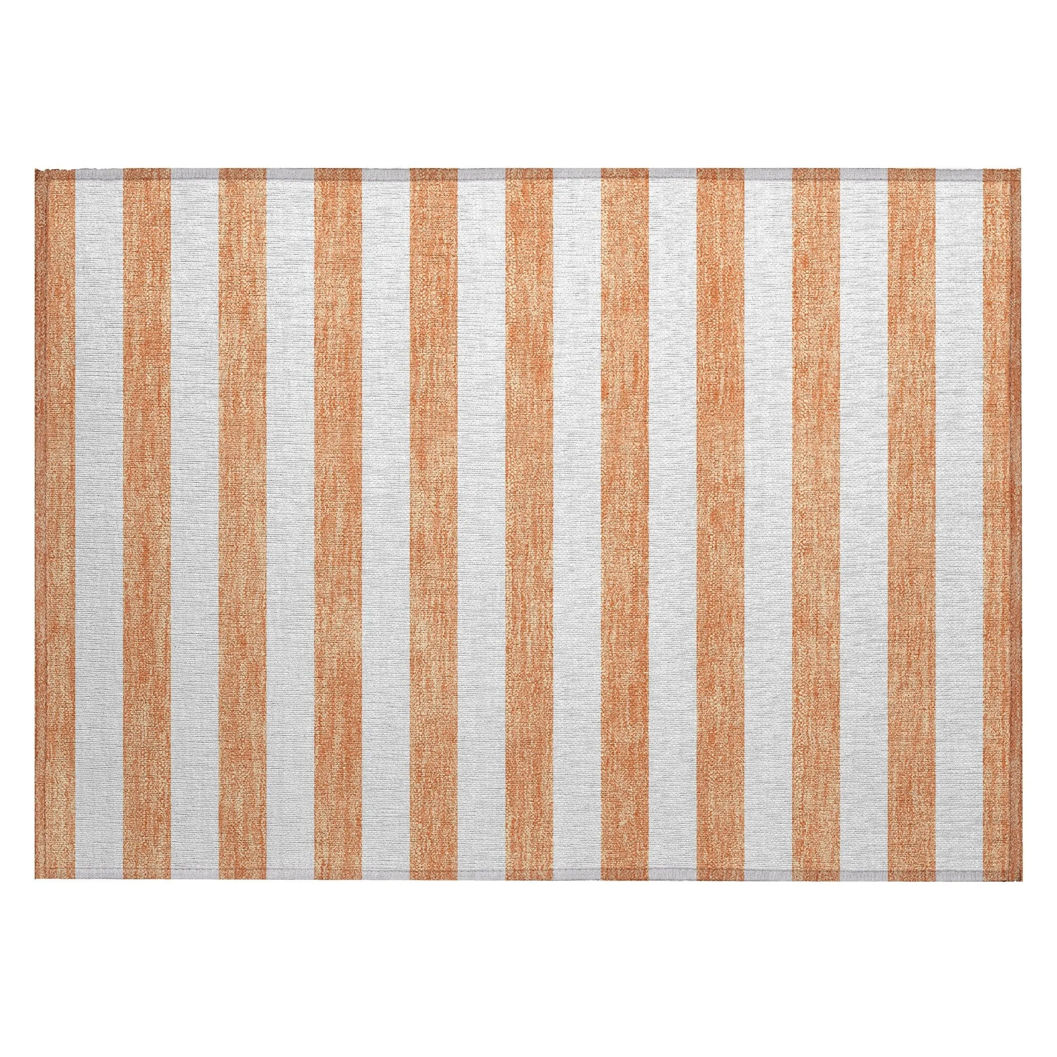Machine Washable Indoor/ Outdoor Cabana Striped Chantille Rug