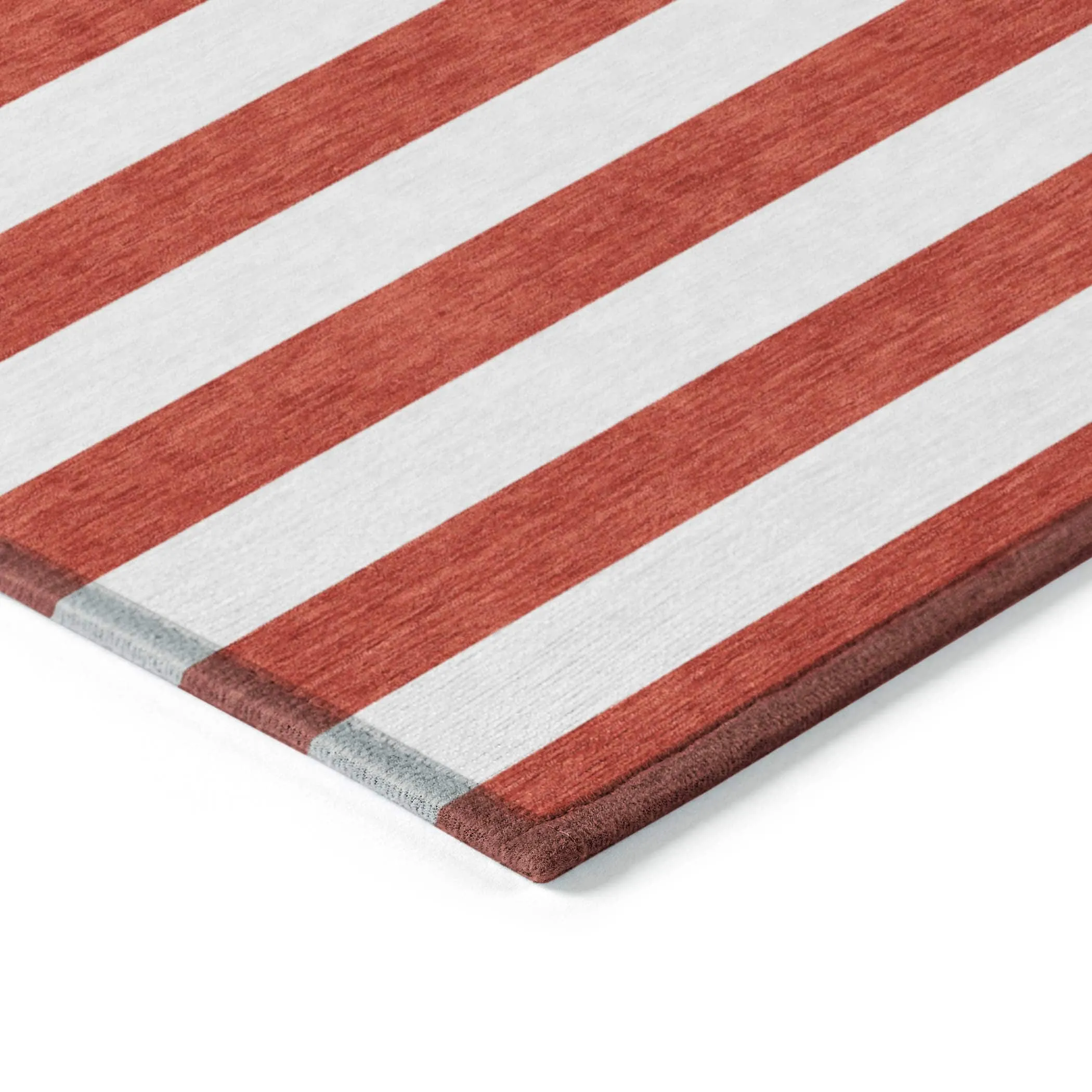Machine Washable Indoor/ Outdoor Cabana Striped Chantille Rug