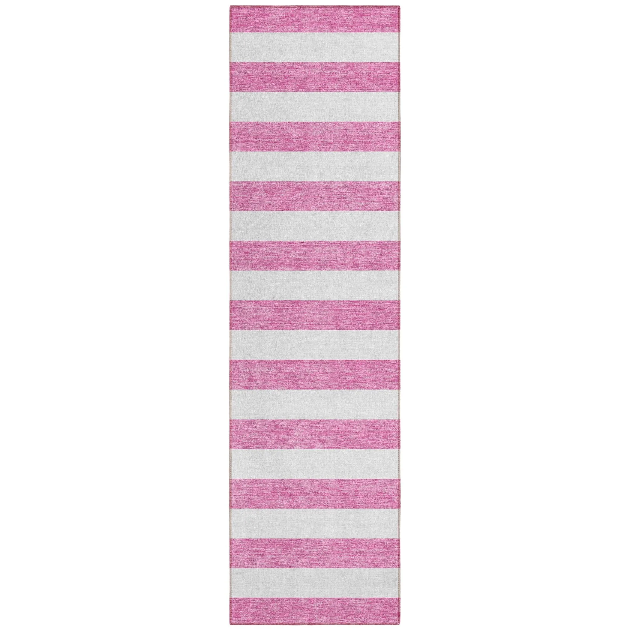 Machine Washable Indoor/ Outdoor Cabana Striped Chantille Rug